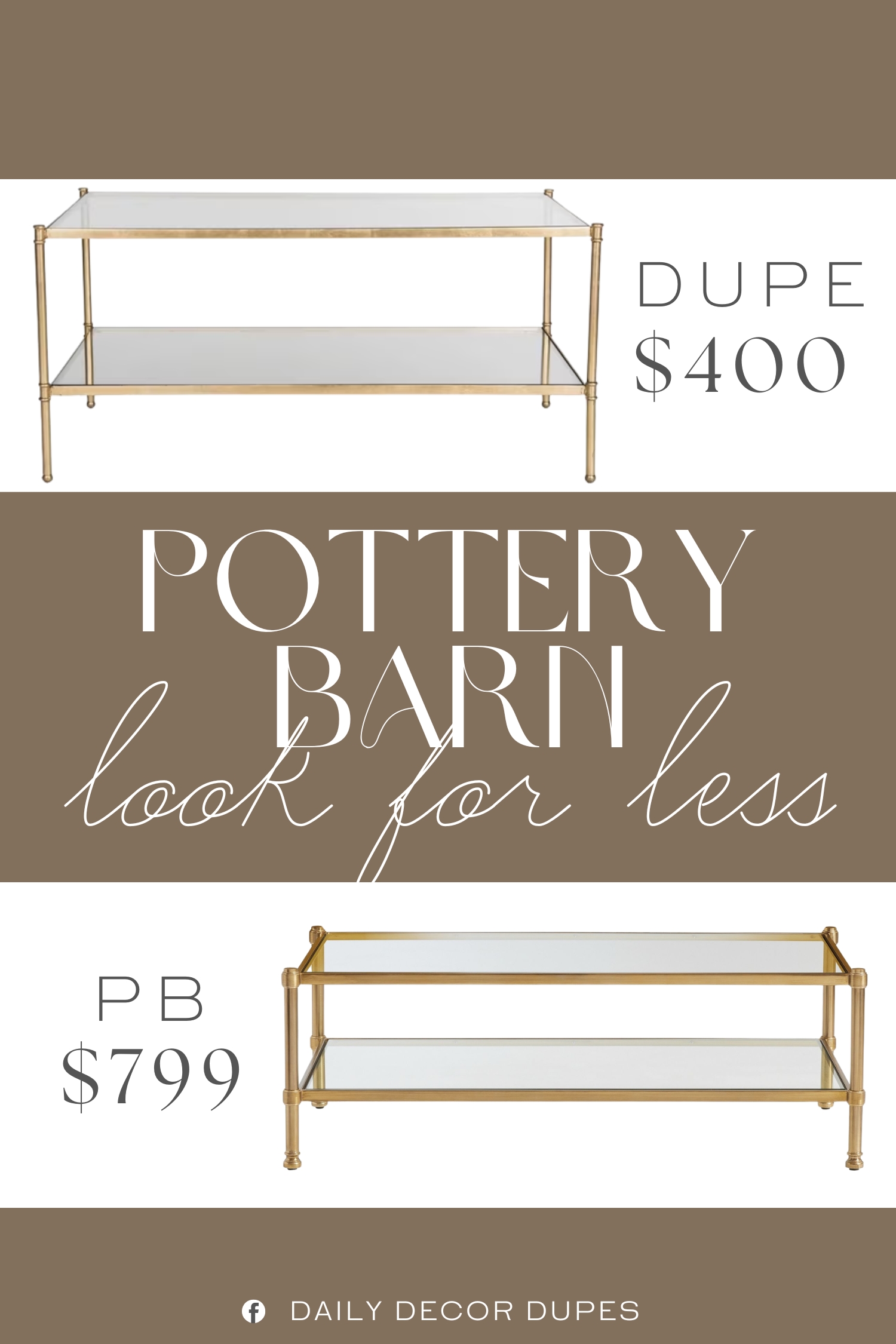 Pottery Barn Everson Rectangular Glass Coffee Table Dupe. It features a robust iron base, ensuring stability and longevity for everyday use.