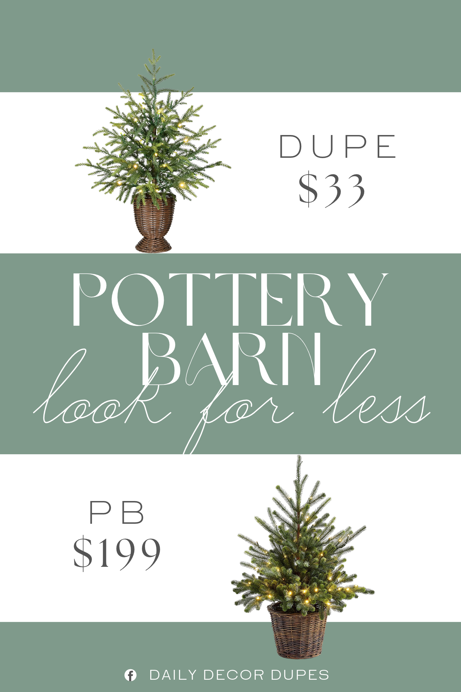 Pottery Barn Faux Lit Blue Spruce Tree Dupe. Decorative woven basket base adds warm texture to the design. Norfolk pine-style branches feature varied green tones and an airy, layered silhouette. Shimmering light function adds subtle movement and sparkle.
