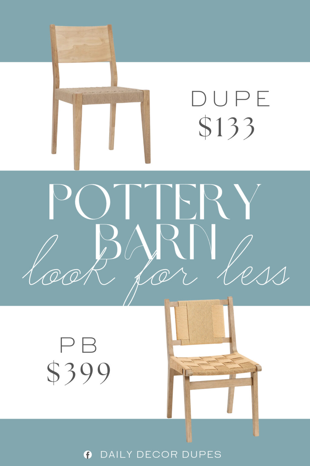 Pottery Barn Fenton Woven Dining Chair Dupe. It's crafted with a solid wood frame made from rubberwood, providing a strong foundation that stands up to daily use. The woven rope seat features an intricate basketweave design, adding a layer of rustic charm and texture to the clean-lined silhouette.