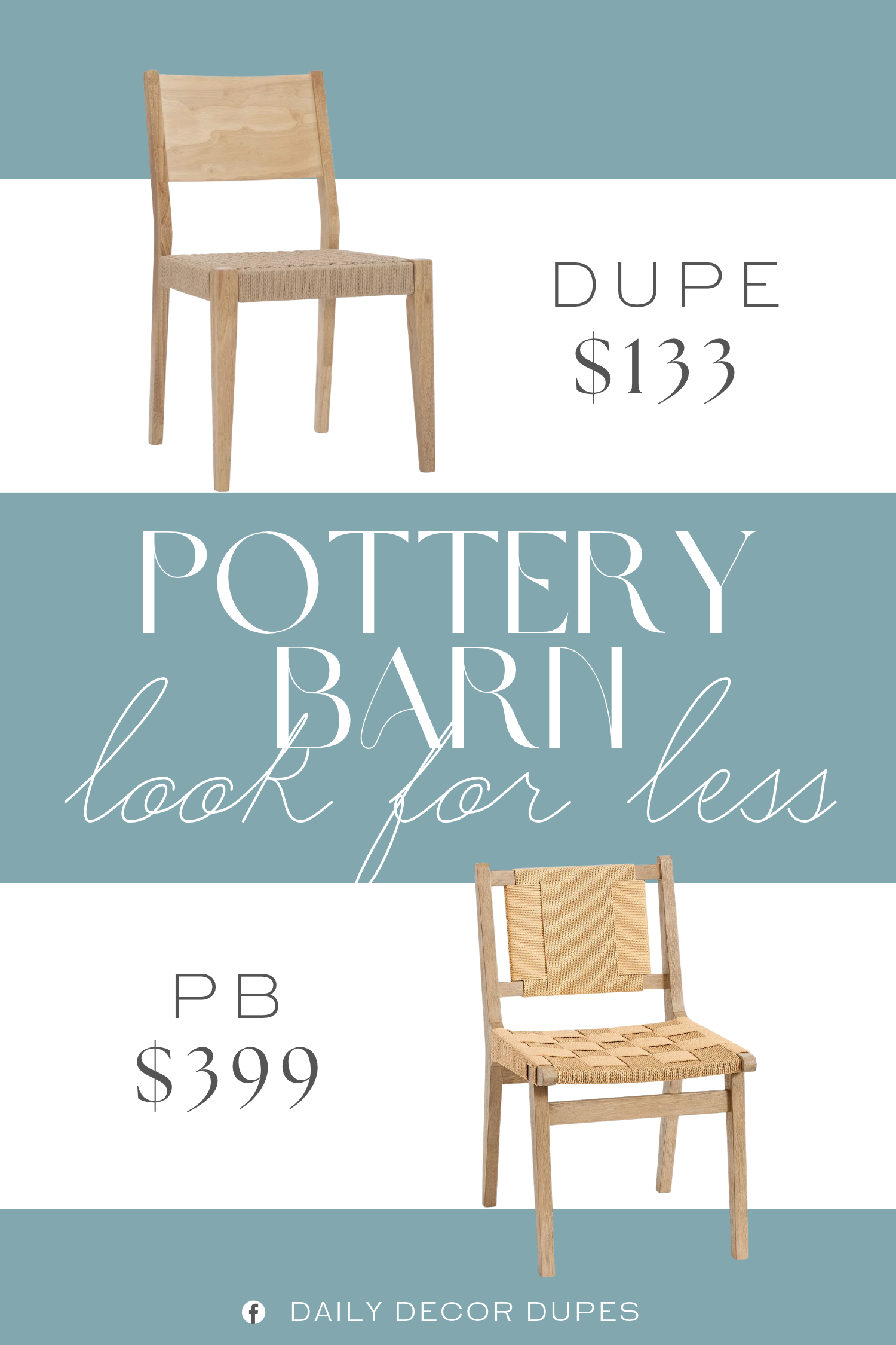 Pottery Barn Fenton Woven Dining Chair Dupe. It's crafted with a solid wood frame made from rubberwood, providing a strong foundation that stands up to daily use. The woven rope seat features an intricate basketweave design, adding a layer of rustic charm and texture to the clean-lined silhouette.