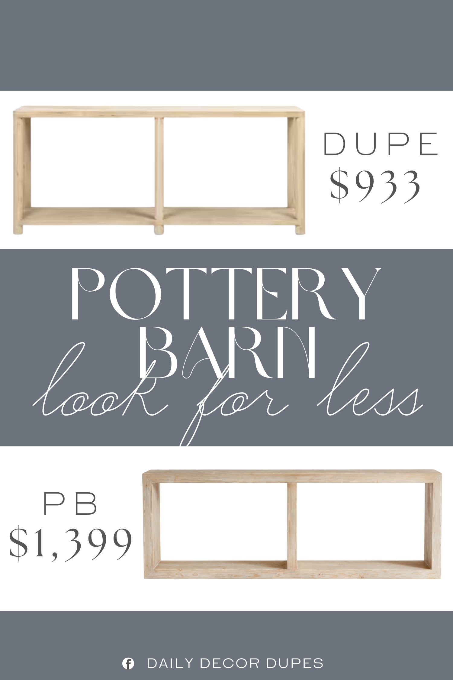 Pottery Barn Folsom Grand Console Table Dupe. Crafted from reclaimed pine wood for authentic texture, patina, and natural variation.