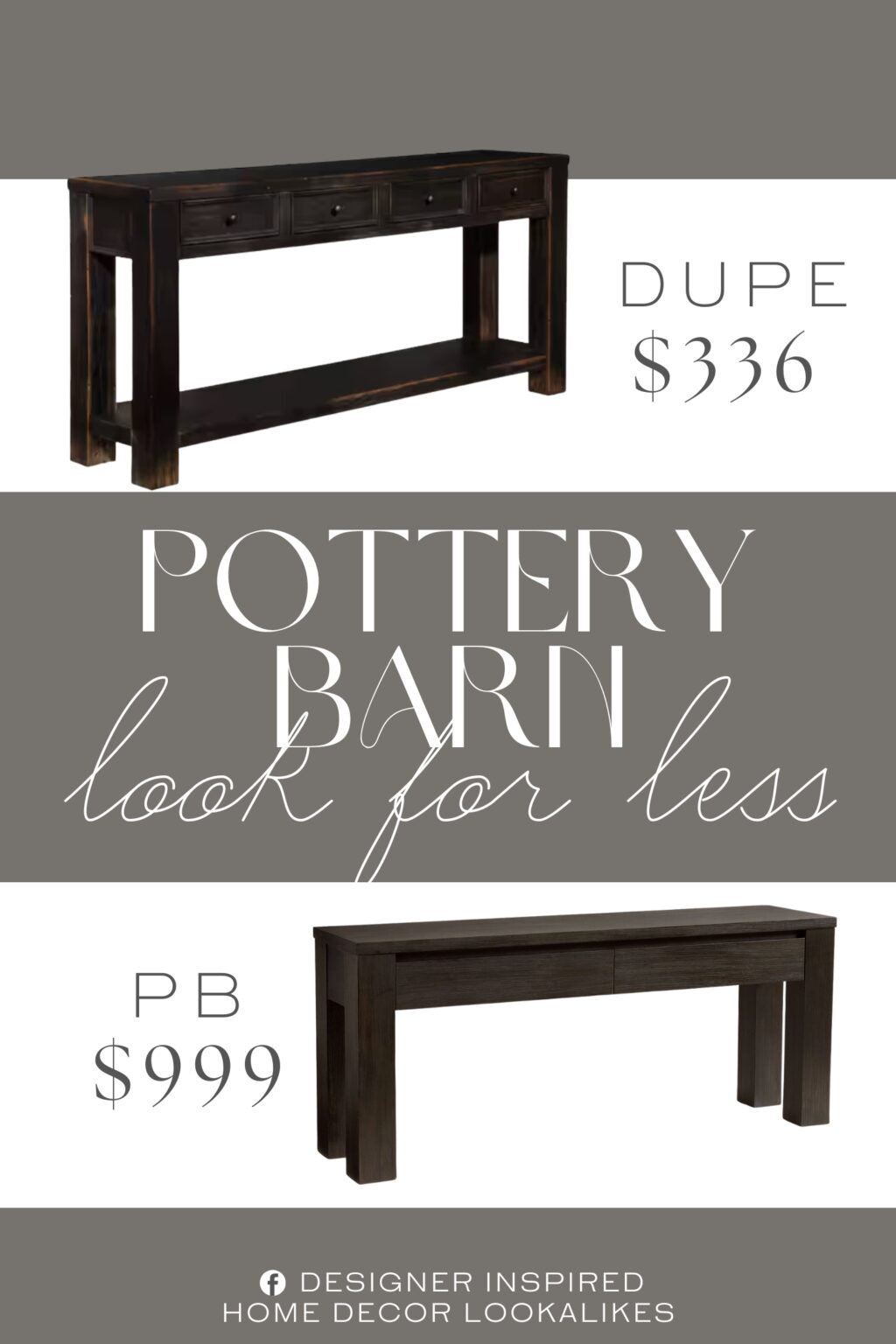 Pottery Barn Folsom Storage Console Table Dupe. Made of veneers, wood and engineered wood