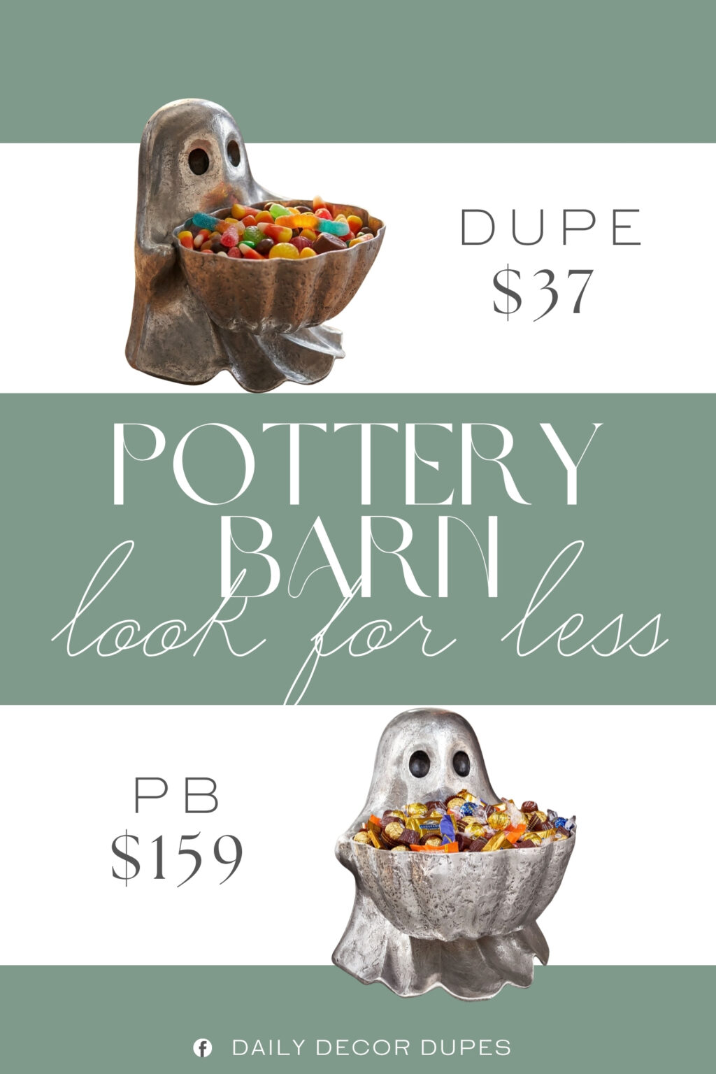 Pottery Barn Ghost Candy Bowl Dupe. Solid resin material with distressed silver textured finish, wear-resistant and not easy to fade or break
