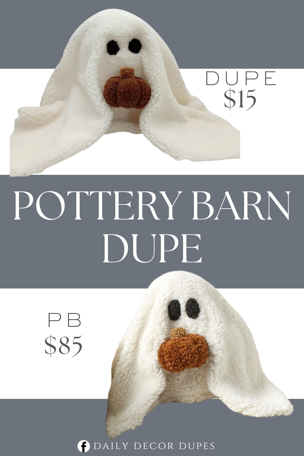 Pottery Barn Gus the Ghost with Pumpkin Plush Pillow Dupe. Halloween Decoration Ghost Pillow. Has unique design. High-Quality Material. Perfect gift for Halloween, birthdays, Thanksgiving, and Christmas.