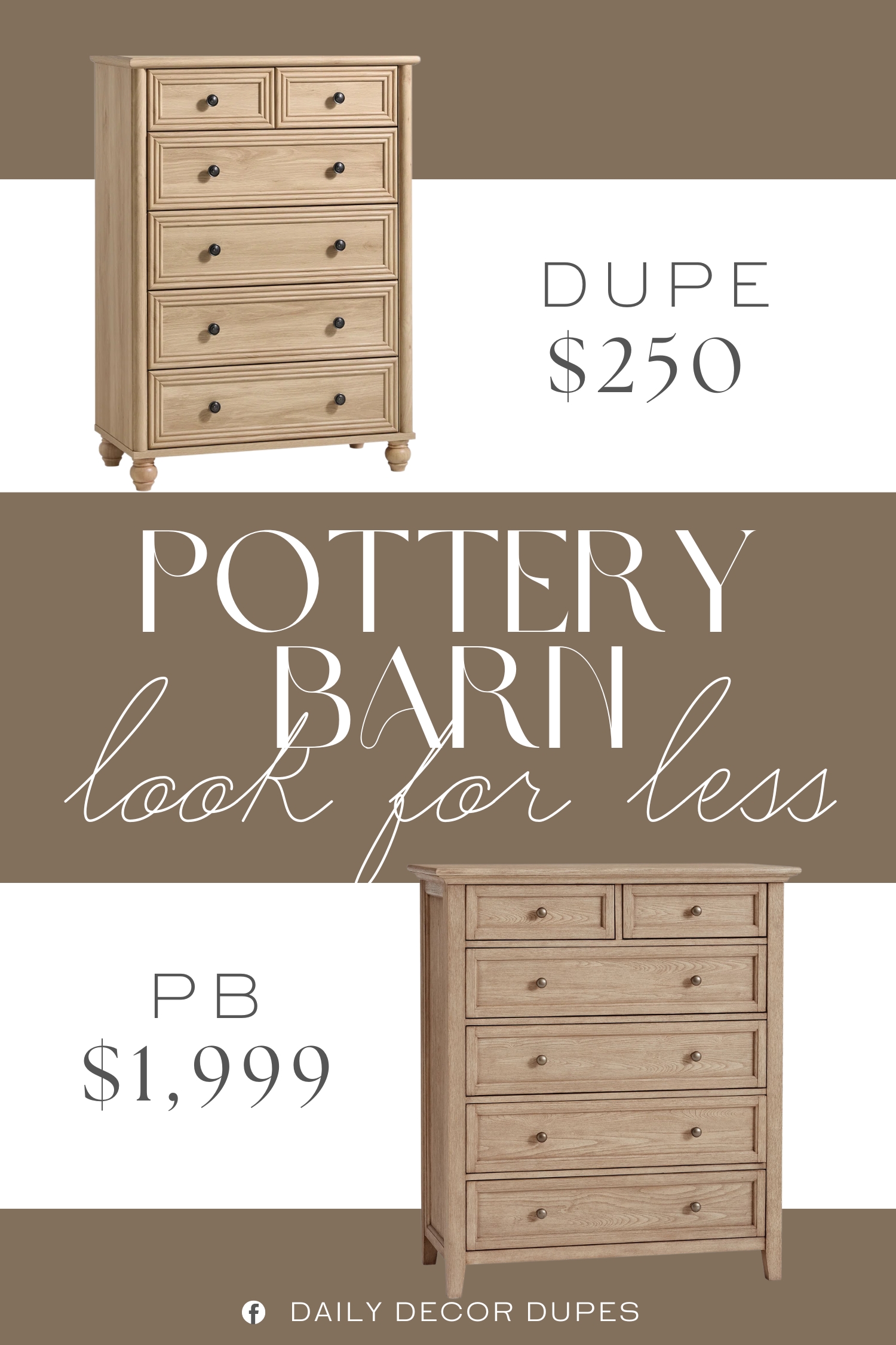 Pottery Barn Hudson 6-Drawer Tall Dresser Dupe. Dresser for bedroom tall crafted from quality wood. The thicken desktop can bear heavier weight without deformation or damage. The rustic dresser has 4 solid wood legs at the bottom.