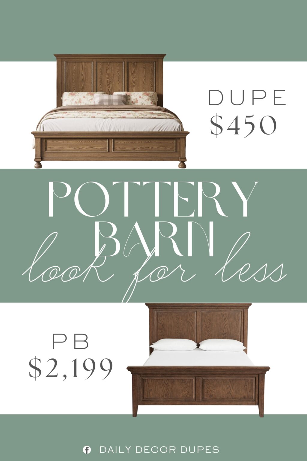 Pottery Barn Hudson Bed Dupe. Crafted with natural wood grain and a full-panel headboard, this farmhouse bed highlights exquisite craftsmanship and elegant bun-shaped feet, bringing rustic charm and timeless style to your bedroom.