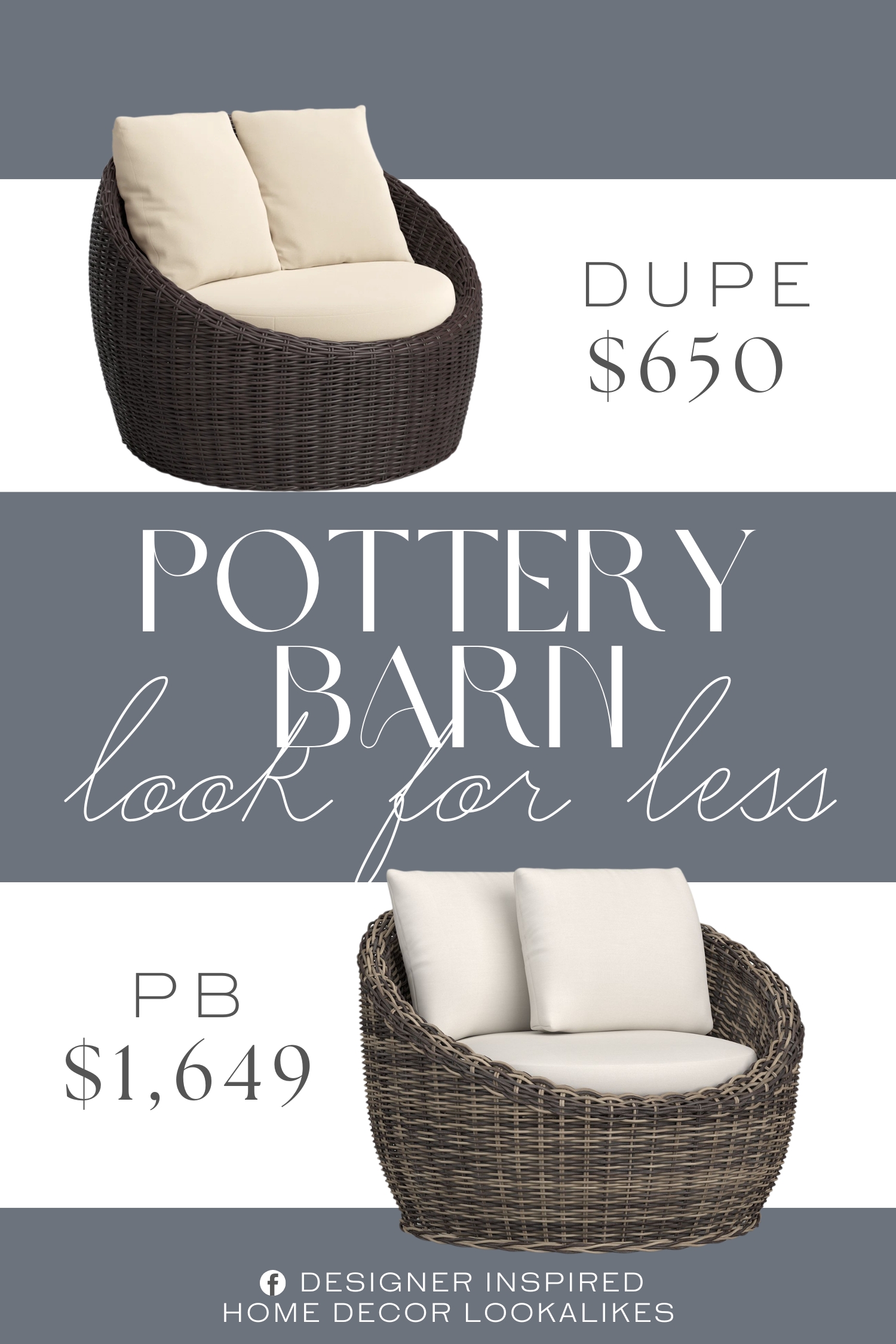Pottery Barn Huntington Wicker Swivel Chair Dupe. Its rounded aluminum frame is wrapped in weather-resistant resin wicker with a dark brown powder-coated finish, blending durability with modern style.