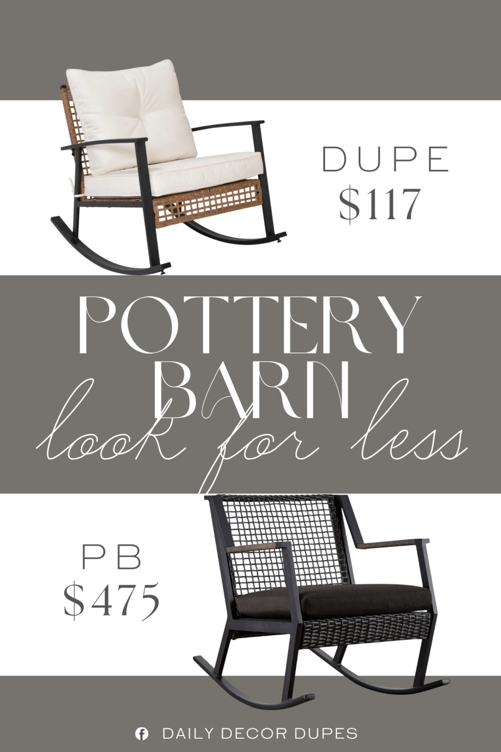 Pottery Barn Klein Wicker Rocking Outdoor Lounge Chair Dupe. Its frame is crafted from powder-coated steel, offering a weather-resistant foundation that stands up to the elements. This chair features an ergonomic design to provide a structured and supportive silhouette while you lounge.