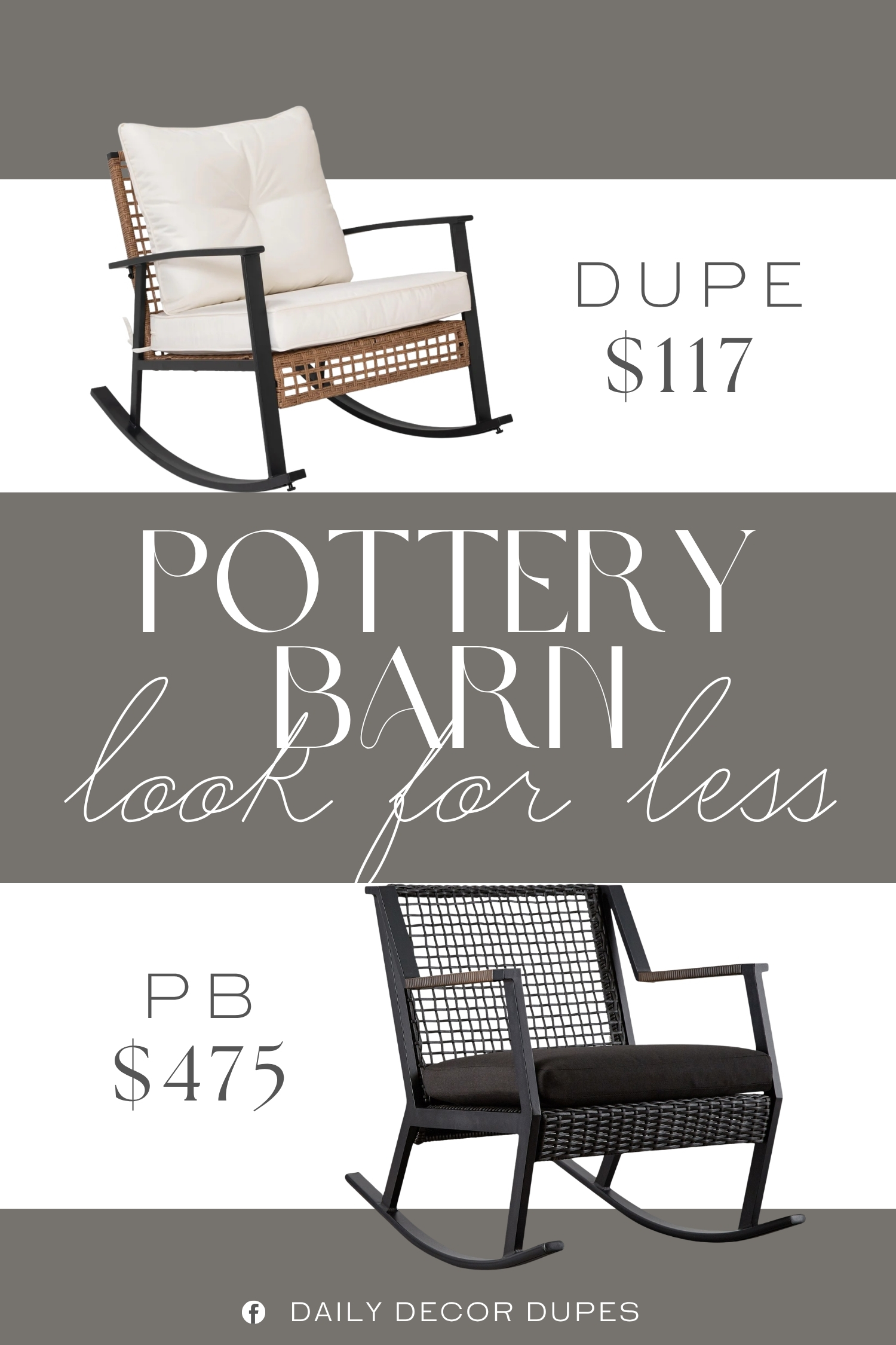 Pottery Barn Klein Wicker Rocking Outdoor Lounge Chair Dupe. Its frame is crafted from powder-coated steel, offering a weather-resistant foundation that stands up to the elements. This chair features an ergonomic design to provide a structured and supportive silhouette while you lounge.