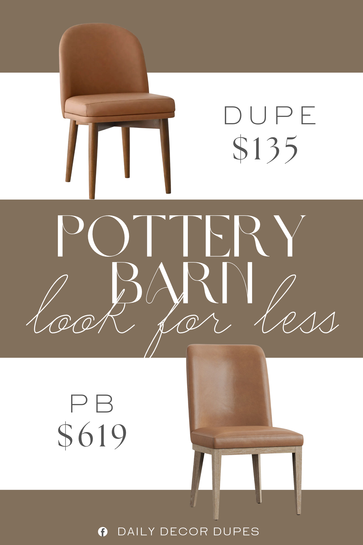 Pottery Barn Layton Grand Leather Dining Chair Dupe. Built with solid rubberwood, a sustainable hardwood known for its durability and resistance to warping.