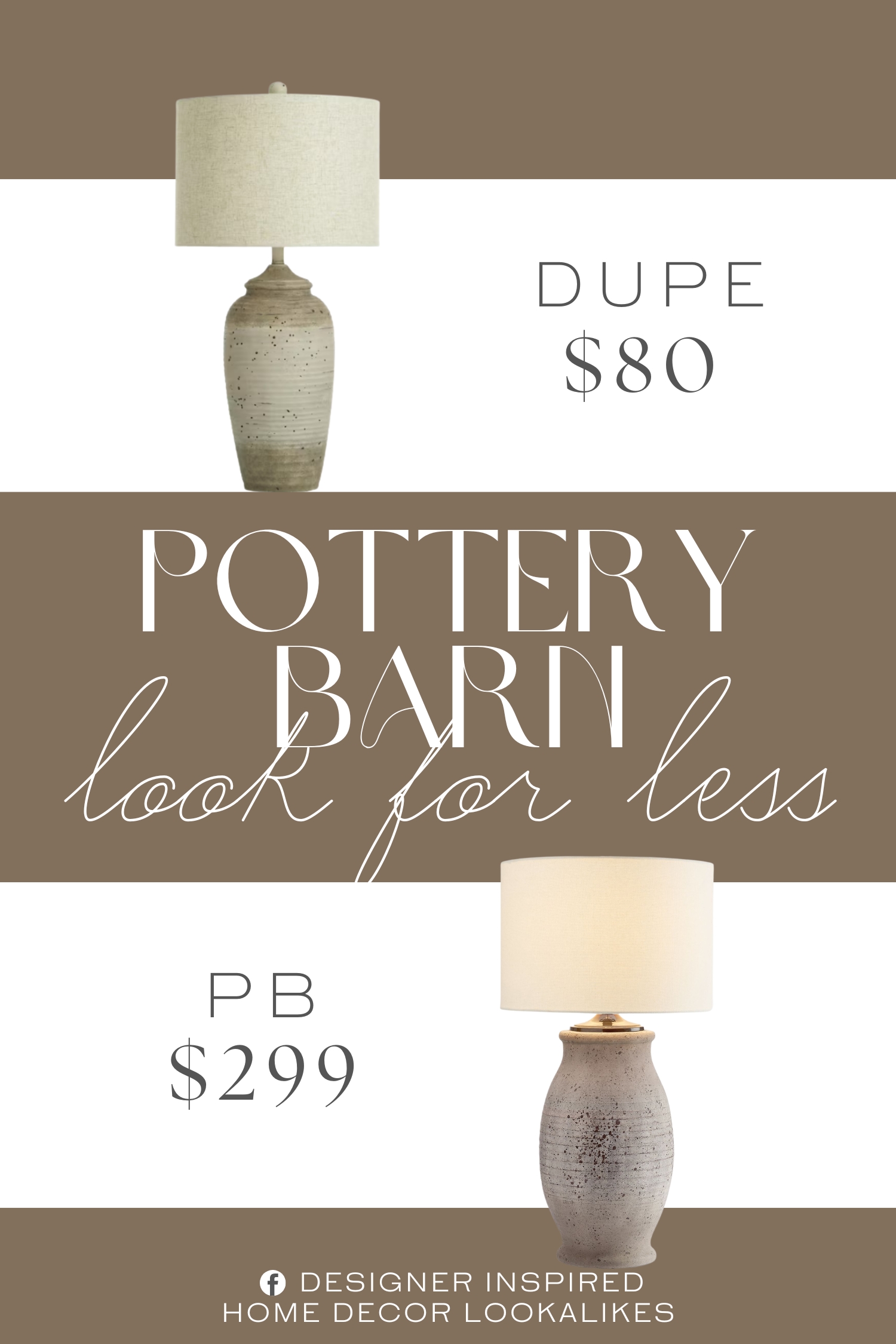 Pottery Barn Maddox Terra Cotta Table Lamp Dupe. It is made from polyresin and has a distressed speckled cream finish giving it a rustic feel.