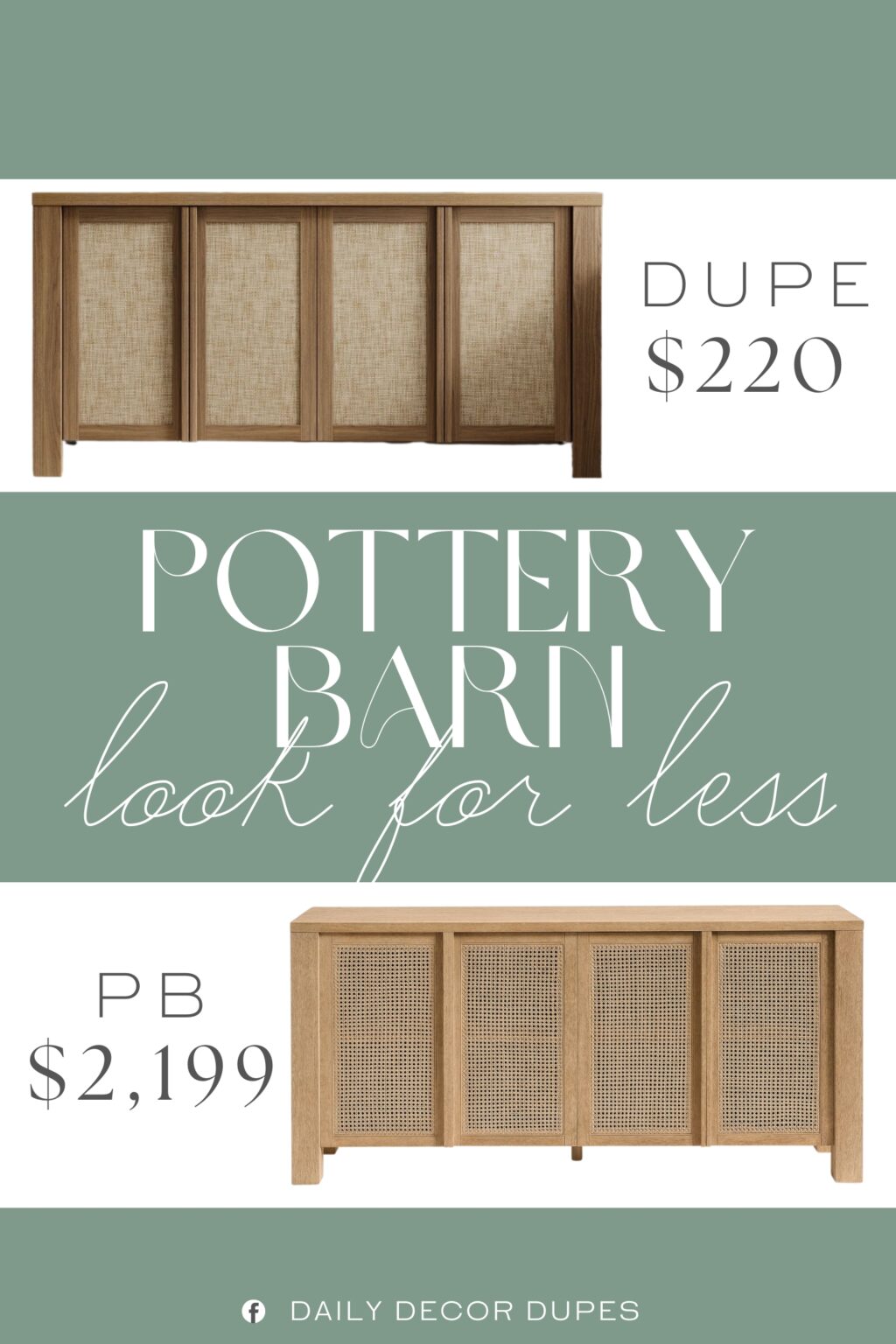 Pottery Barn Marina Cane Buffet Dupe. It's made of high-quality engineered wood, odorless, safe, and environmentally friendly. Durable hardware extends the service life of the sideboard.
