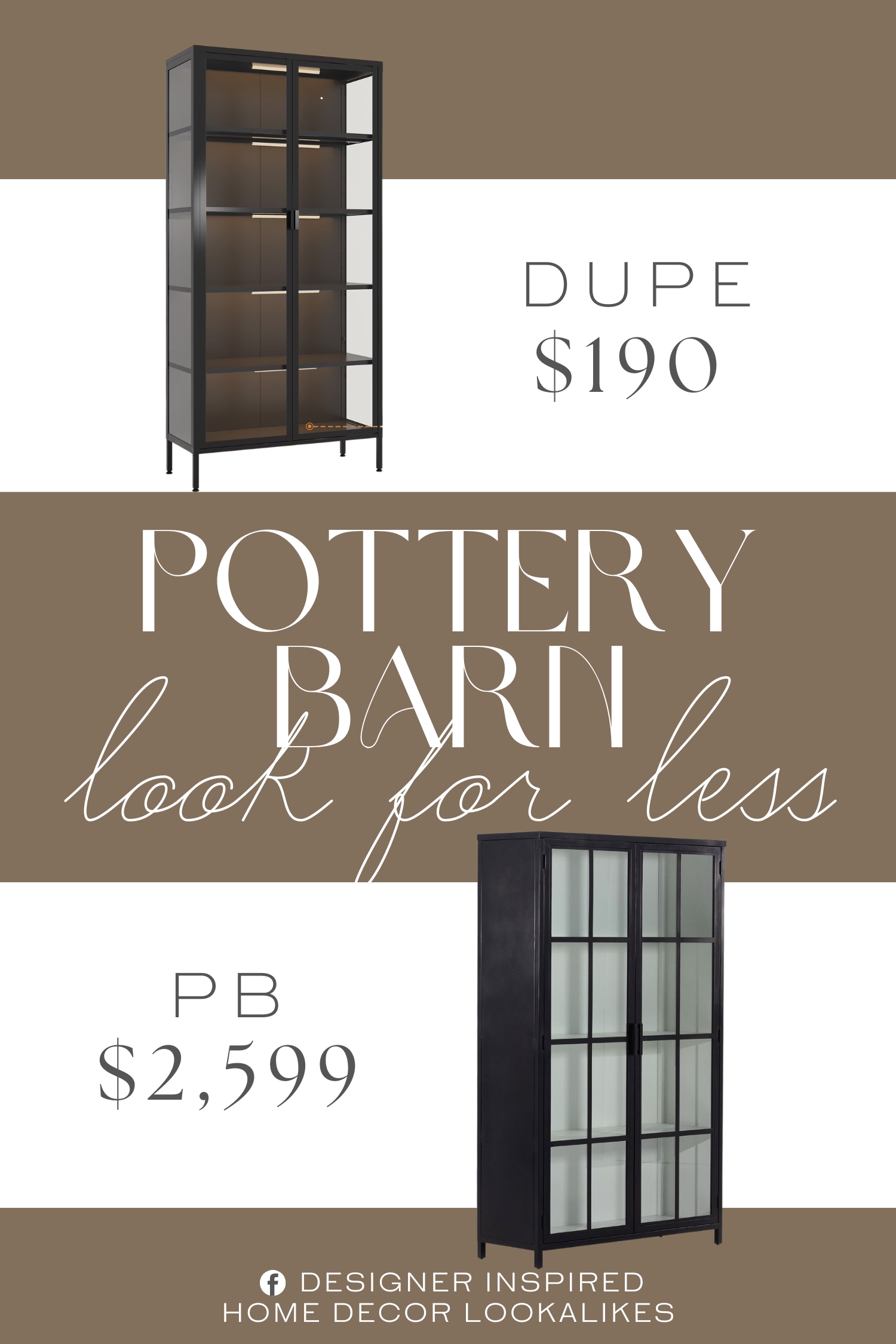 Pottery Barn Maverick Glass Storage Cabinet Dupe. Built with an all-steel frame for safety, durability, and stability, complemented by sturdy, stamping-resistant 3C tempered glass side panels and doors for clear display.