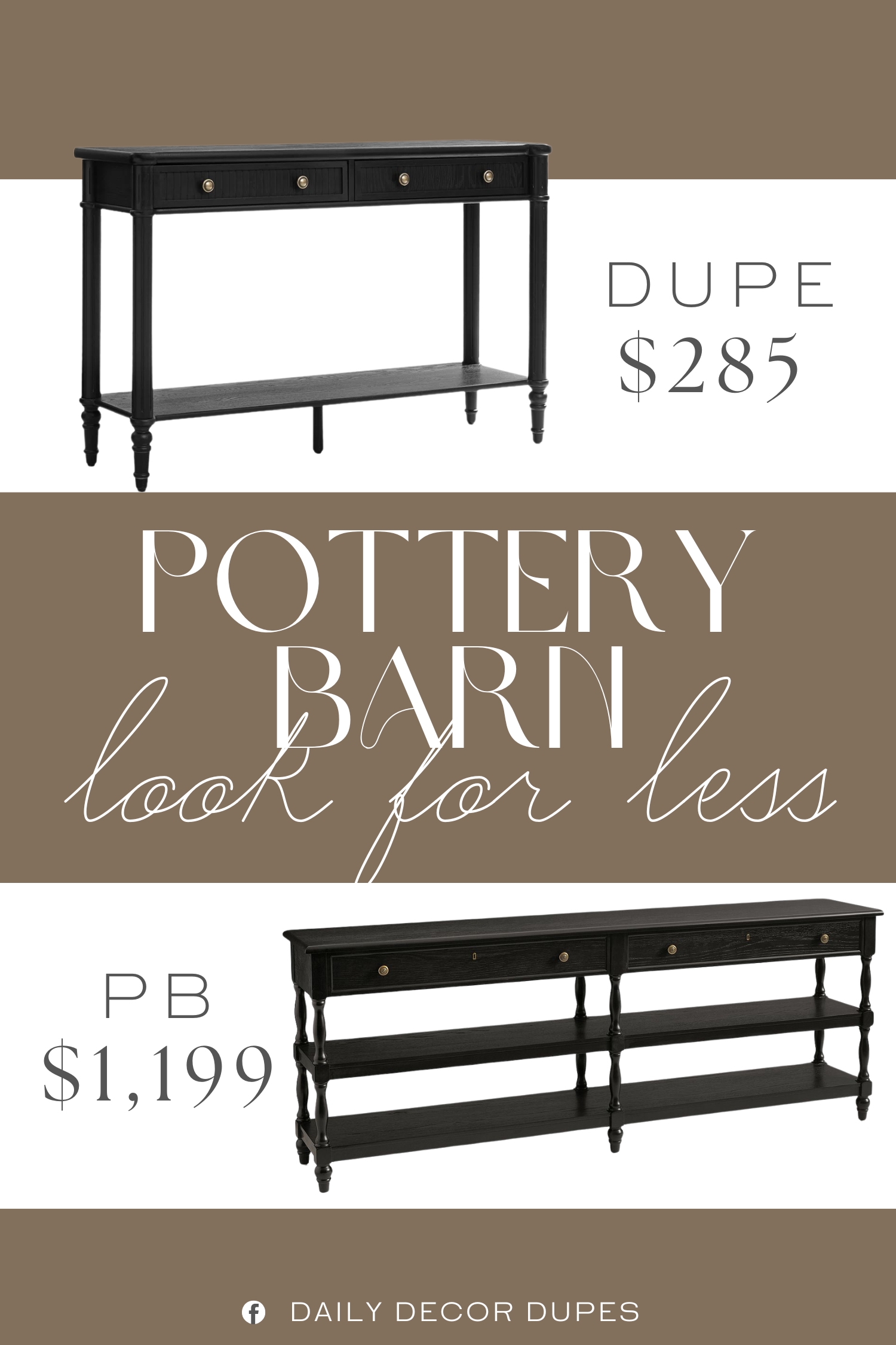 Pottery Barn Modern Traditional Grand Console Table Dupe. Crafted with solid wood veneer finish and sturdy solid wood spindle legs, this table combines durability with timeless appeal.