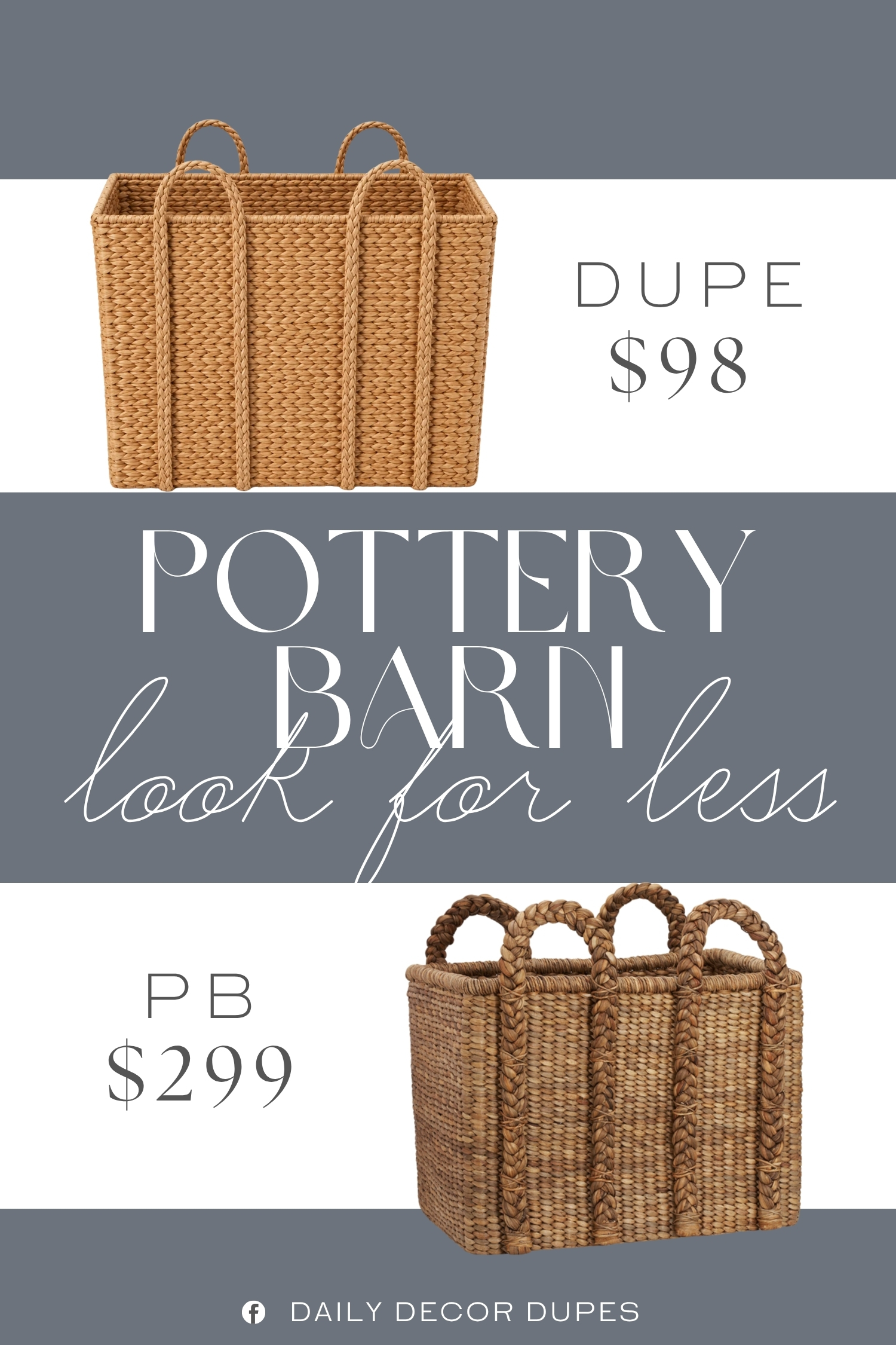 Pottery Barn Oversized Rectangular Basket Dupe. Made from natural seagrass and metal, the brown decorative and functional storage basket is both durable and eco-friendly The rectangular basket for organizing features a rich brown color with a textured finish that adds warmth to any space