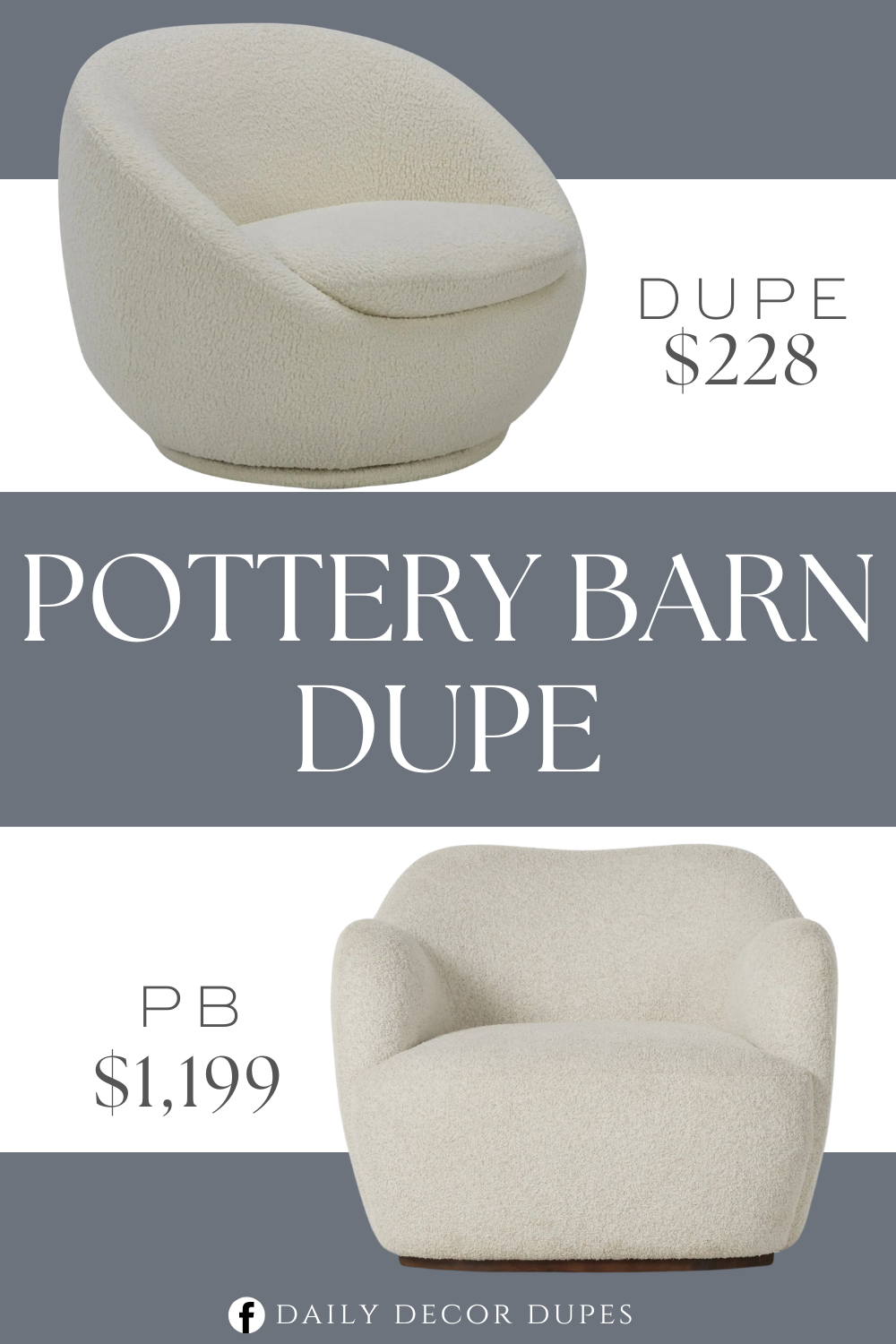 Pottery Barn Ozark Swivel Chair Dupe. Faux-shearling fabric. 360-degree swivel base for easy movement. Sturdy wood frame ensures long-lasting support.