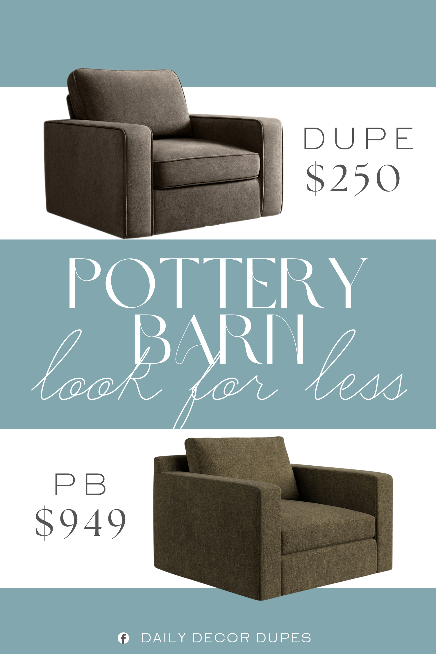 Pottery Barn Pacifica Wide Arm Swivel Chair Dupe. This swivel armchair combines style and functionality with a round base that allows for smooth 360-degree rotation. Upholstered in soft-touch fabric and filled with high-density foam, they offer both plush comfort and lasting support