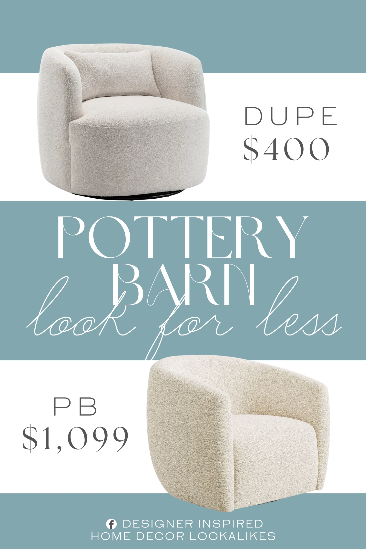Pottery Barn Payton Swivel Chair Dupe. The frame is made from a blend of solid and engineered wood, while the seat is wrapped in textured bouclé upholstery for a tactile look.