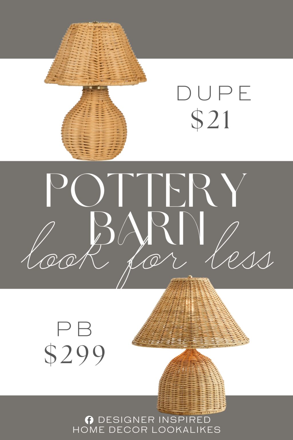 Pottery Barn Phoebe Woven Table Lamp Dupe. Material: Rattan & Iron.