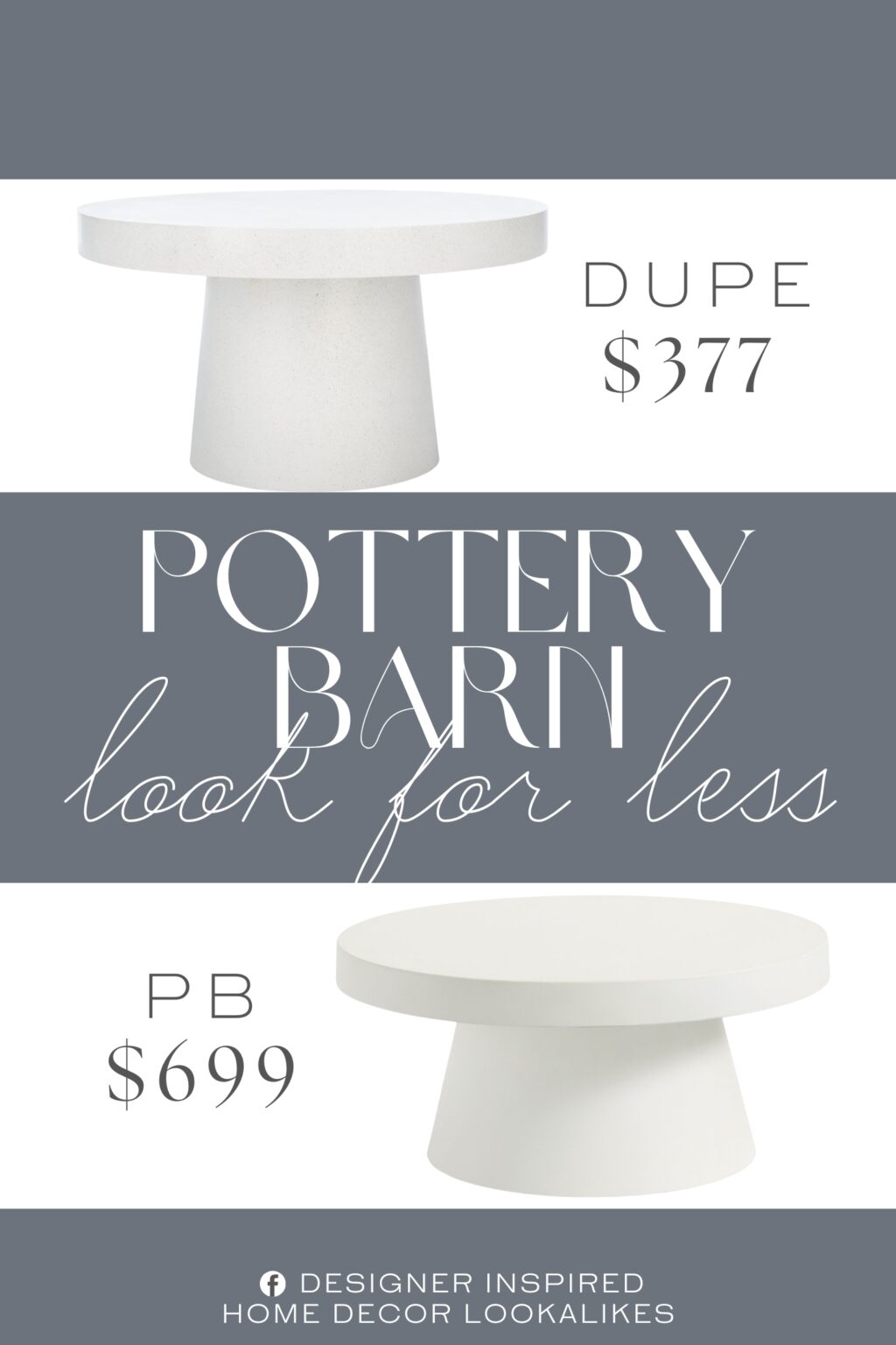 Pottery Barn Pomona Concrete Round Outdoor Coffee Table Dupe. Contemporary design adds a chic look to your home. Durable faux concrete frame for long lasting longevity.