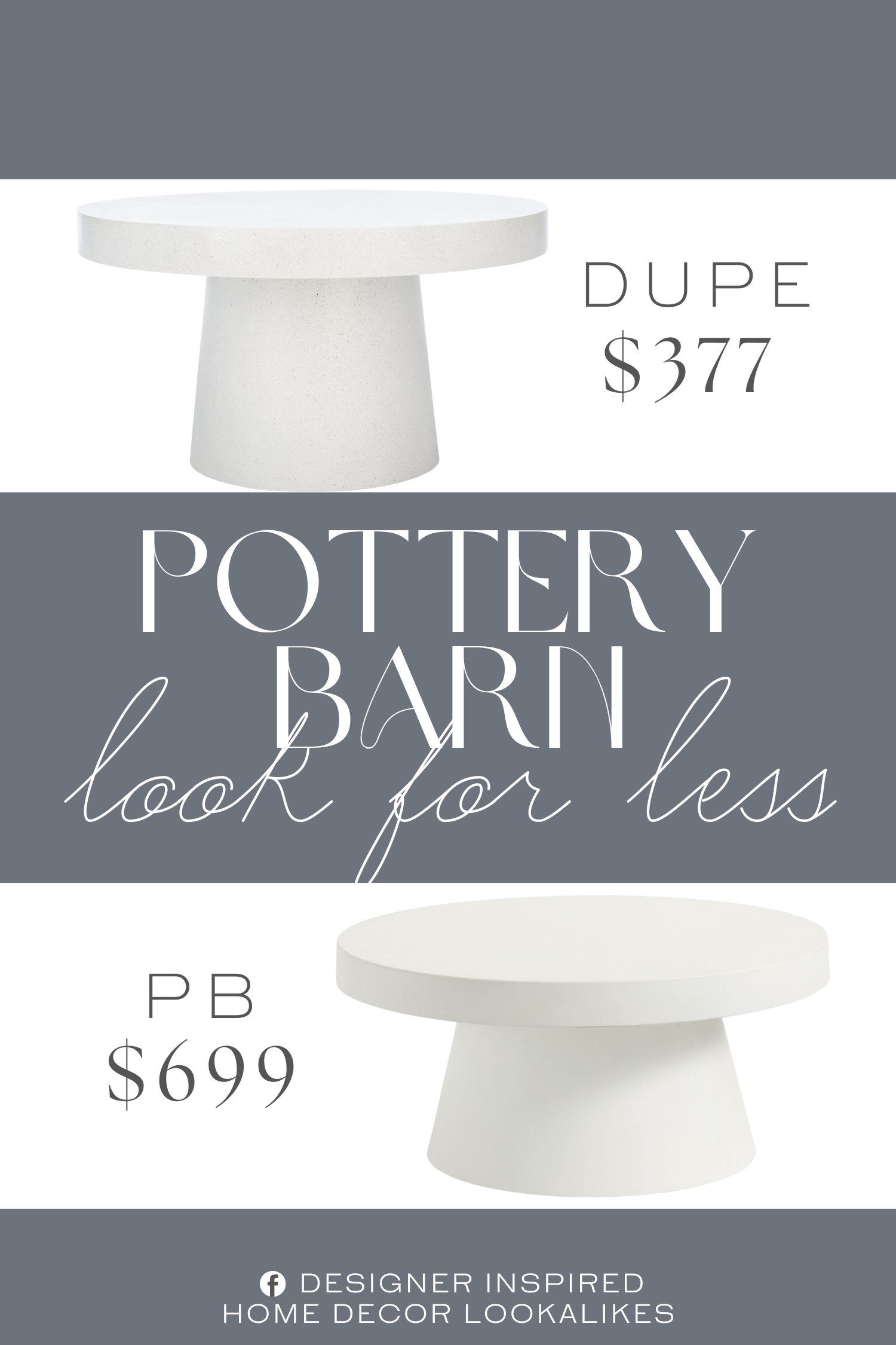 Pottery Barn Pomona Concrete Round Outdoor Coffee Table Dupe. Contemporary design adds a chic look to your home. Durable faux concrete frame for long lasting longevity.