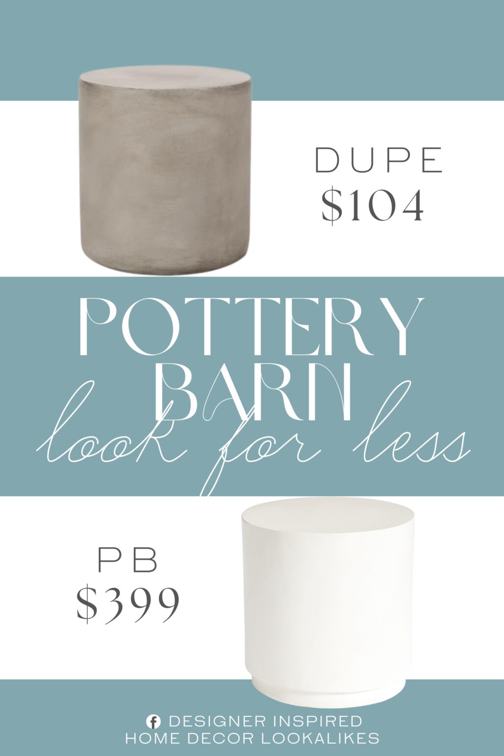 Pottery Barn Pomona Concrete Round Outdoor Side Table Dupe. This side table is constructed with MGO for a smooth look. This provides a highly durable structure that can hold a substantial amount of weight.