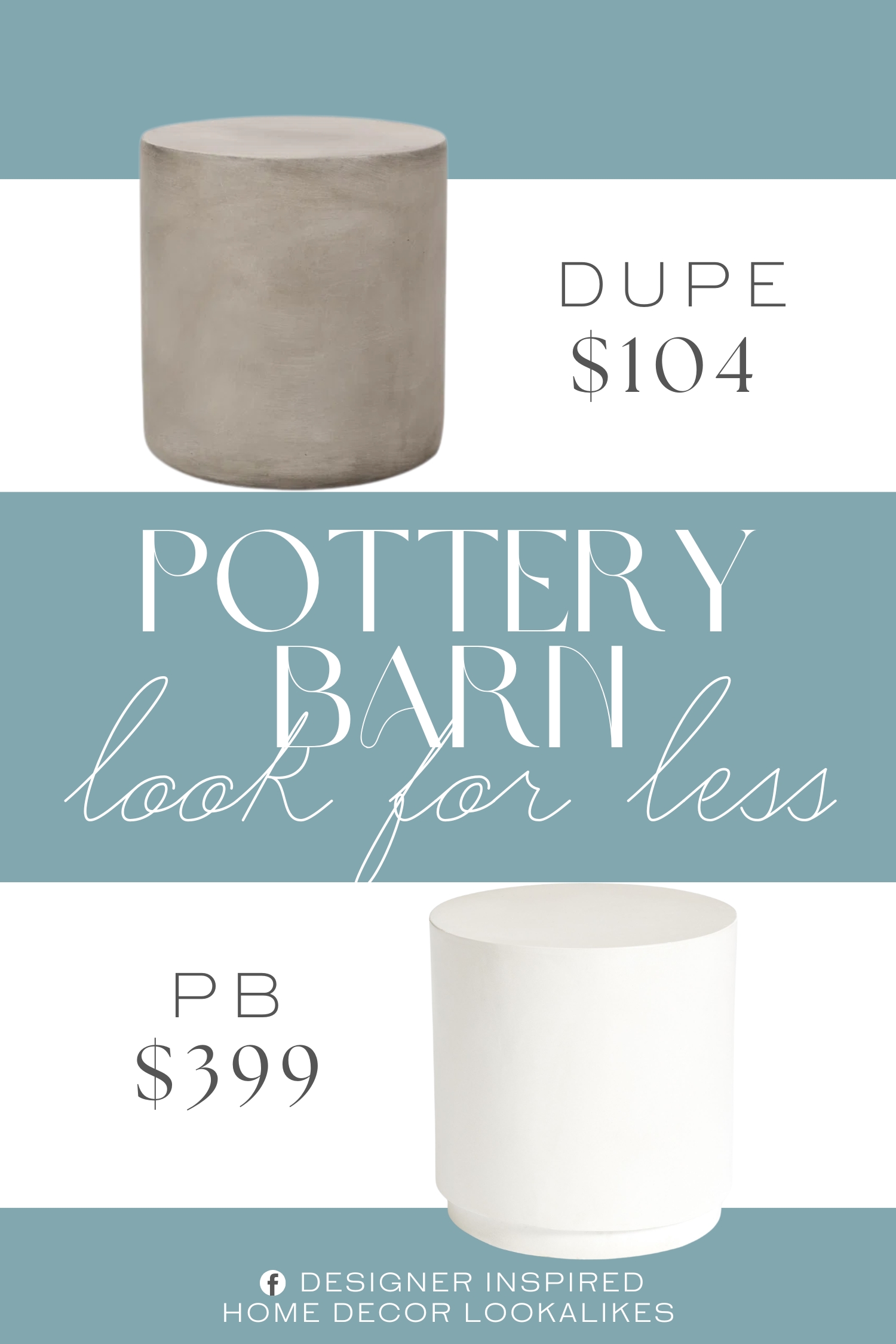 Pottery Barn Pomona Concrete Round Outdoor Side Table Dupe. This side table is constructed with MGO for a smooth look. This provides a highly durable structure that can hold a substantial amount of weight.