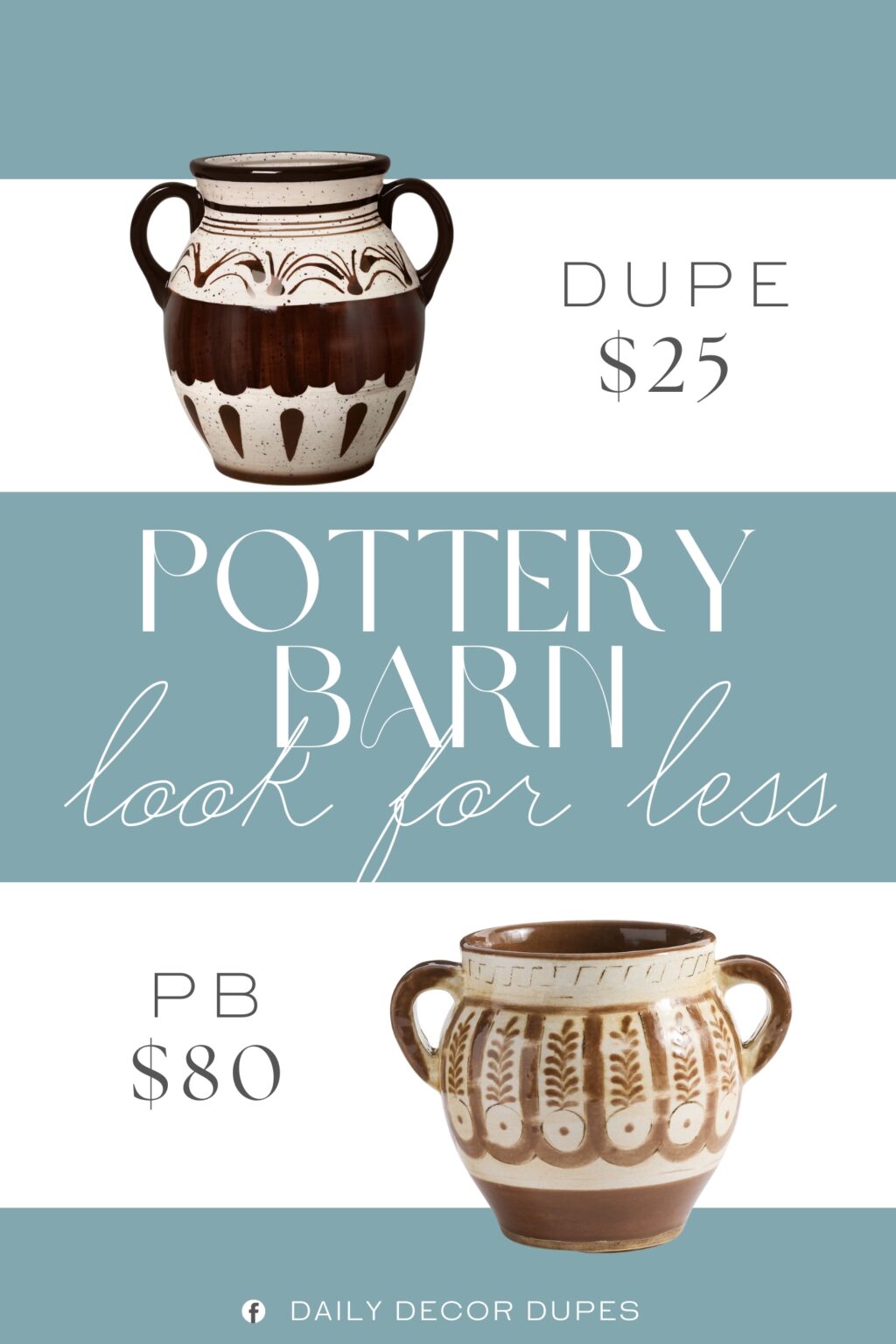 Pottery Barn Printed Vase Dupe. Made from ceramic in brown and natural hues, this vase features painted ferns and geo patterns for a standout look.