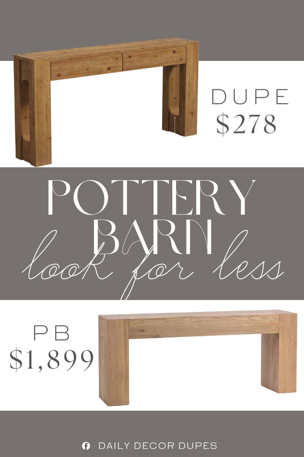 Pottery Barn Raymond Reclaimed Wood Console Table Dupe. This table is crafted from premium natural solid wood with a clear grain. The thickened tabletop is rustic, durable, and easy to clean.