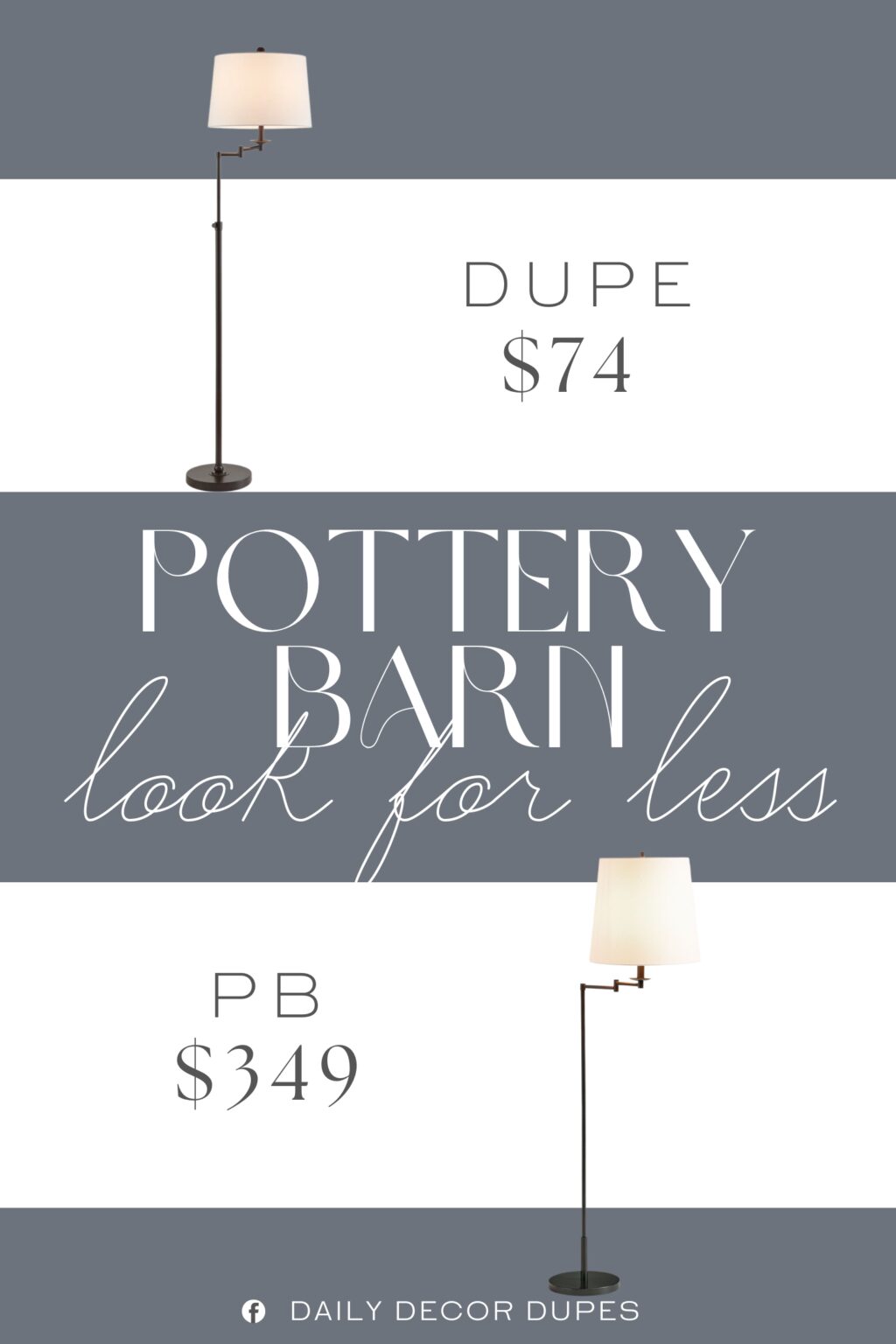 Pottery Barn Remington Iron Articulating Floor Lamp Dupe. Crafted from metal, this floor lamp features an adjustable arm to swing it out over your armchair.