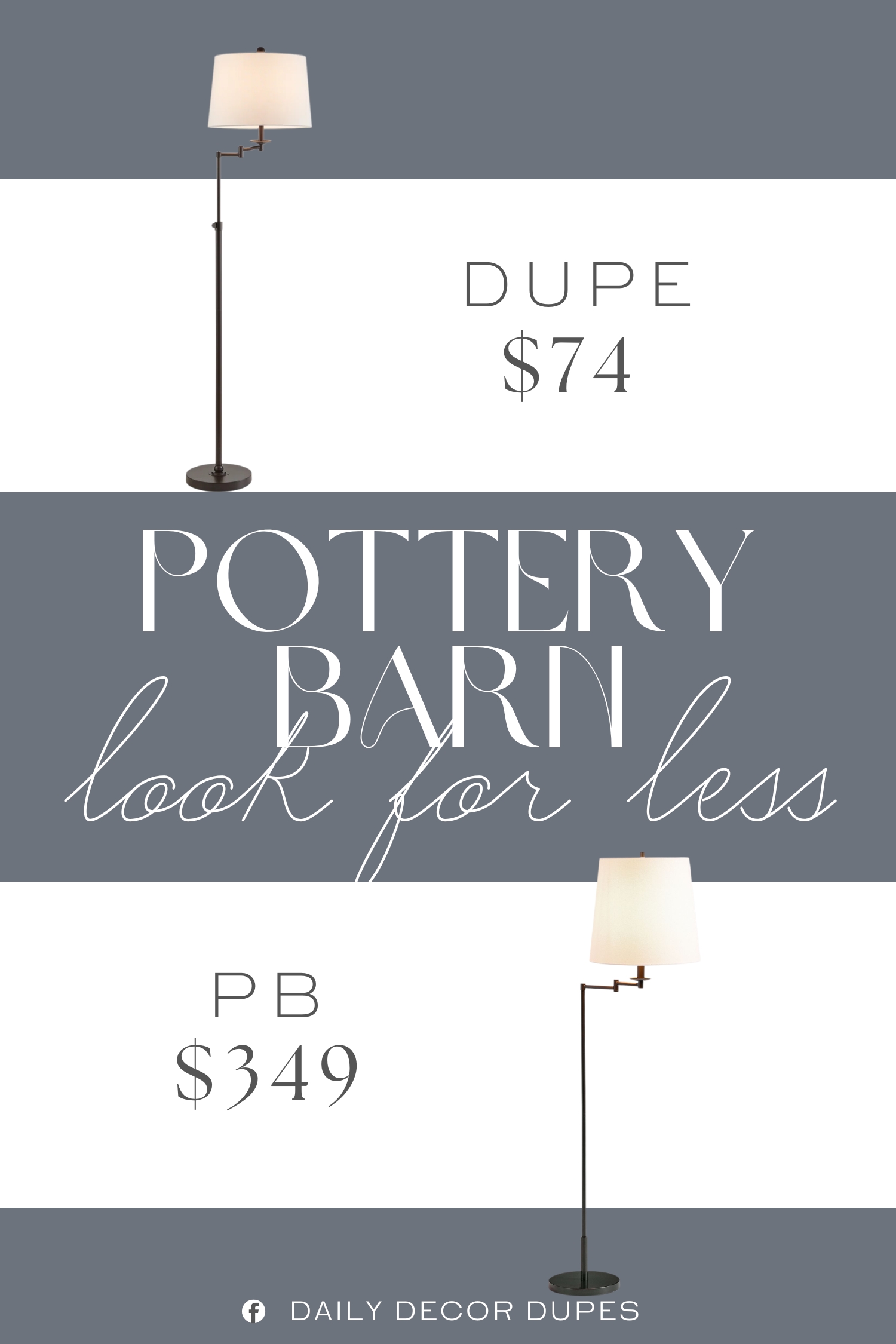 Pottery Barn Remington Iron Articulating Floor Lamp Dupe. Crafted from metal, this floor lamp features an adjustable arm to swing it out over your armchair.