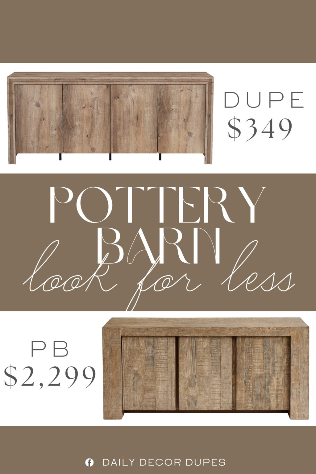 Pottery Barn Rockport Reclaimed Wood Console Dupe. Built with smooth, soft-close hinges for a quiet, refined experience that protects the structure over time. Designed with four cabinet doors that open to generous interior compartments, perfect for organizing dining essentials, media accessories, or everyday clutter.