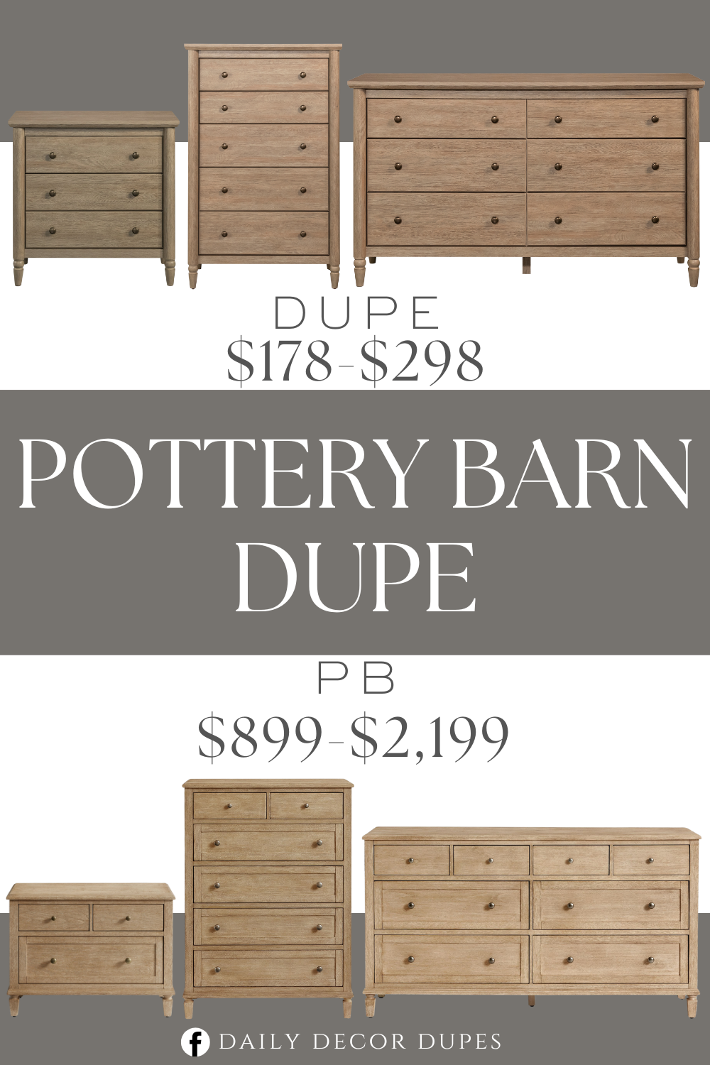 Pottery Barn Sausalito Bedroom Furniture Set Dupes. Monroe 6-Drawer Dresser. Monroe 5-Drawer Dresser. Monroe 3 Drawer Nightstand with USB. Brushed Oak Finish.