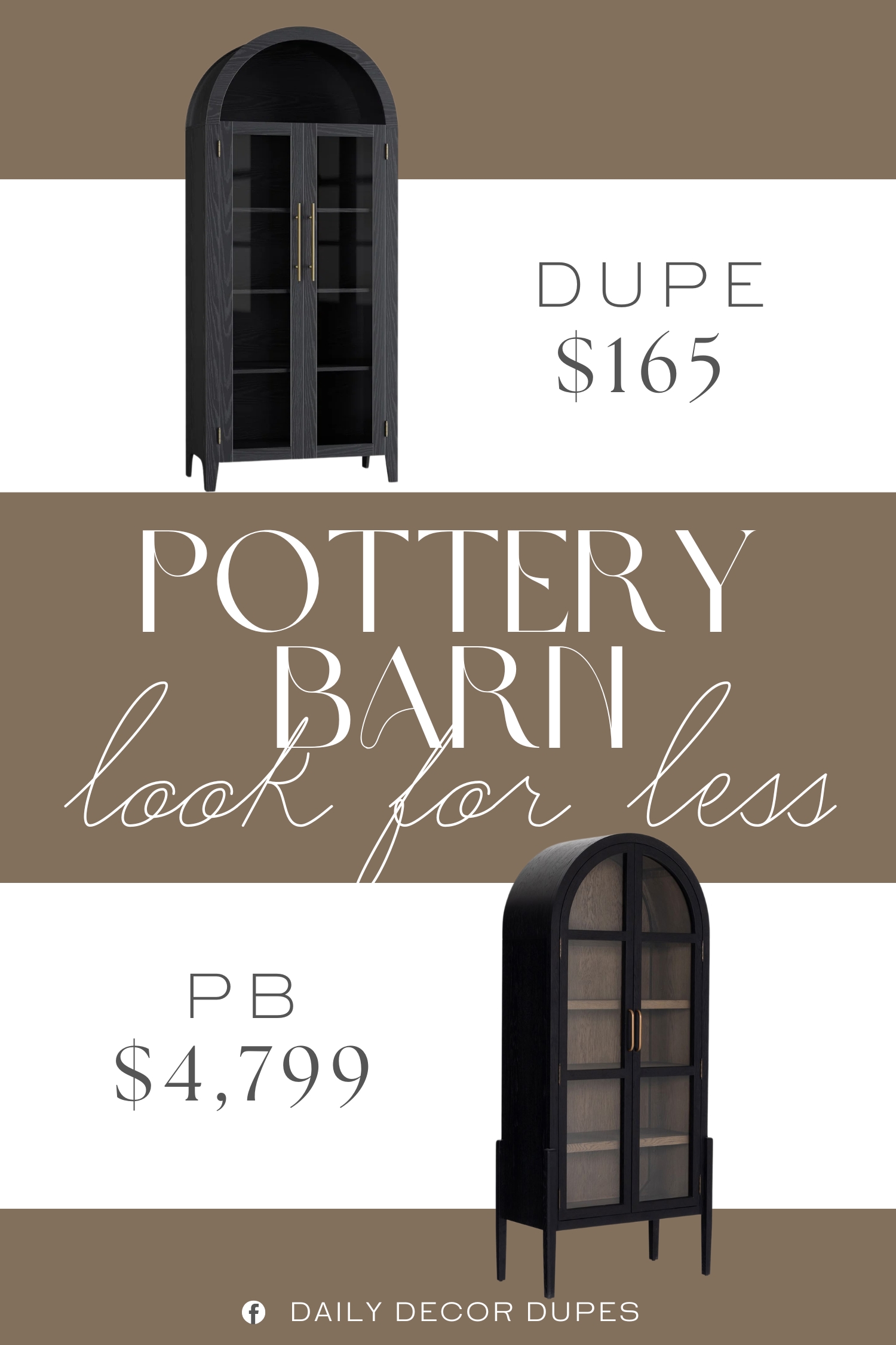 Pottery Barn Scout Display Cabinet Dupe. This arched cabinet is constructed from premium MDF Boards and supported base, which ensure the sturdiness and durability of it. Whats more, the thick and sturdy wooden board can provide strength, making it suitable for both delicate items and heavy things