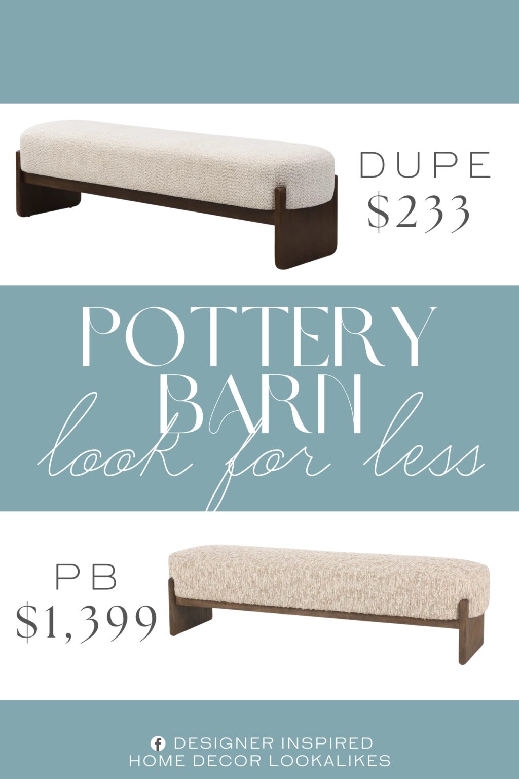 Pottery Barn Solema Upholstered Accent Bench Dupe. Built with a sturdy and durable rubberwood frame, ensuring lasting quality and a touch of elegance that enhances overall stability.