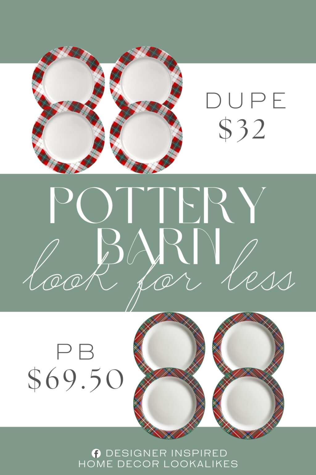 Pottery Barn Stewart Plaid Stoneware Dinner Plates Dupe. Made of stoneware, this round dinner plate features plaid design along the edges for classic charm, making it ideal for special occasions or everyday use.