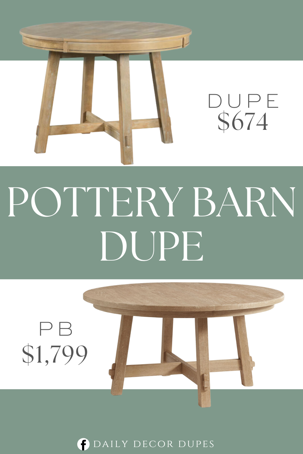 Pottery Barn Toscana Round Extending Dining Table Dupe. Natural wood wash finish complements your existing decor. Made from high-grade MDF and rubberwood for durability. X-shaped base provides excellent support and stability.