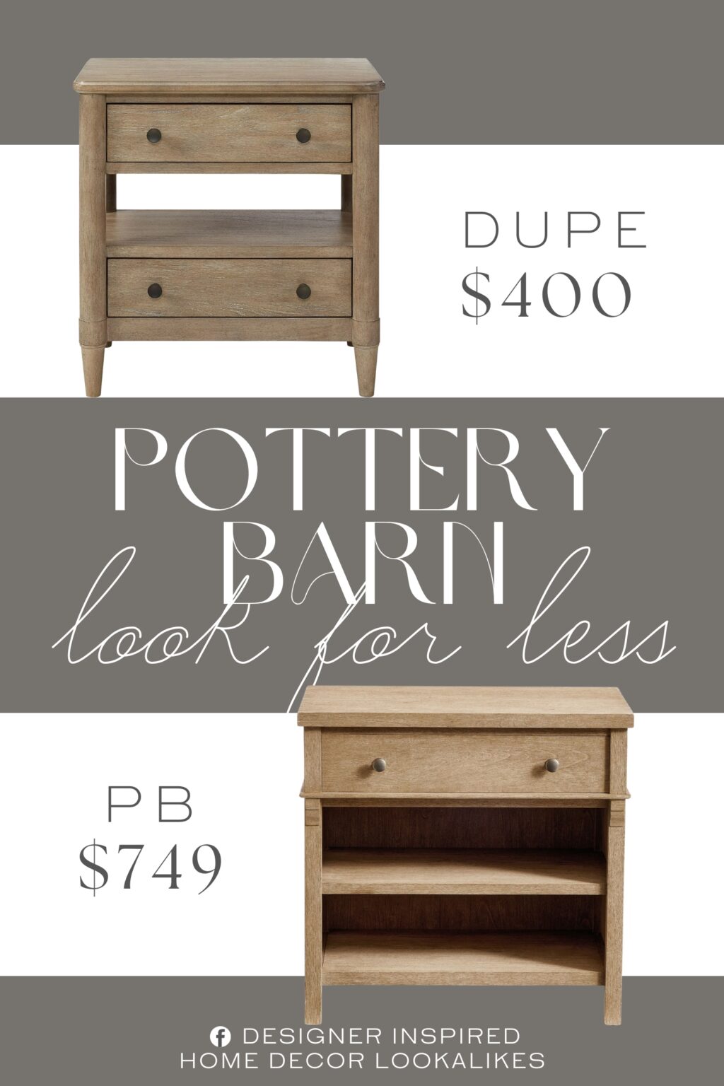 Pottery Barn Toulouse Nightstand Dupe. Soild wood frame supports up to 80 lbs perfect for lamps, plants, or heavy decor. Material: Rubberwood/MDF