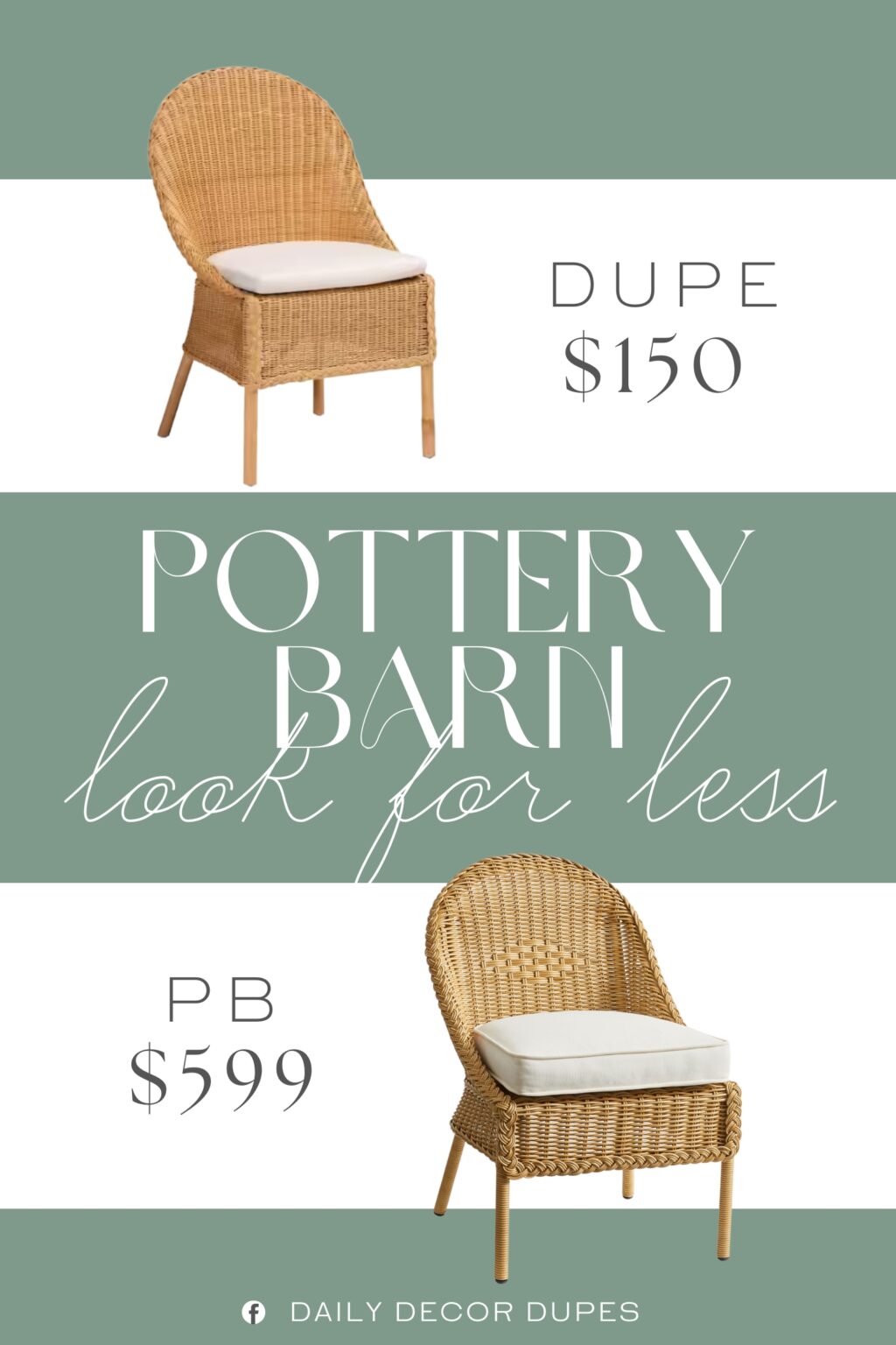 Pottery Barn Westport Wicker Outdoor Dining Side Chair Dupe. this bohemian piece is handcrafted from natural rattan by skilled artisans. Its round backrest gently curves around the frame, silhouetted by braided rattan embellishments for a gorgeous touch.