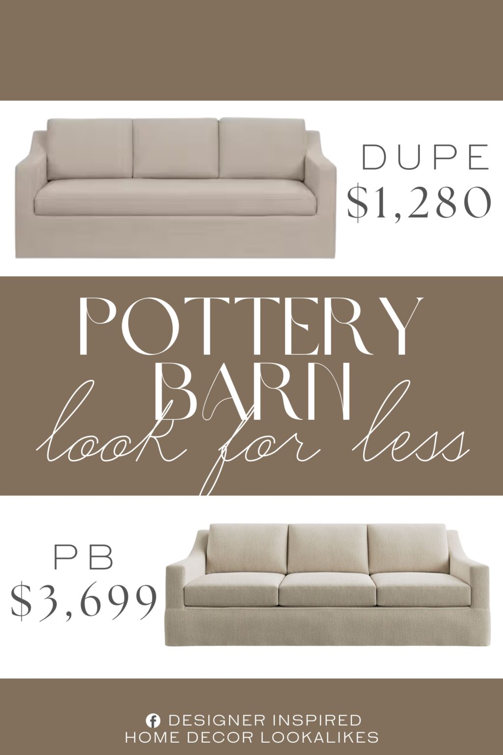 Pottery Barn York Slope Arm Slipcovered Sofa Dupe. Solid hardwood frame construction.