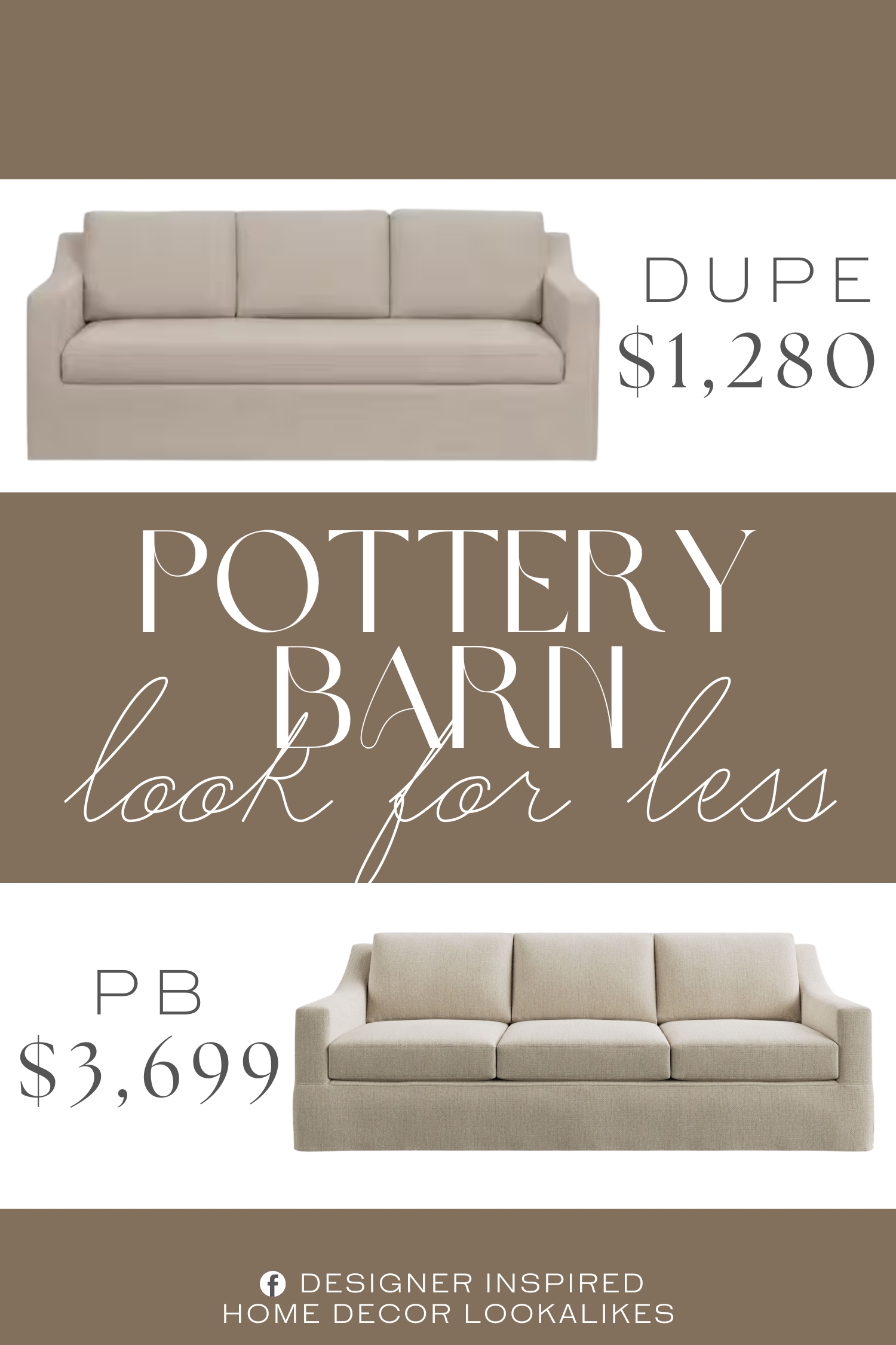 Pottery Barn York Slope Arm Slipcovered Sofa Dupe. Solid hardwood frame construction.