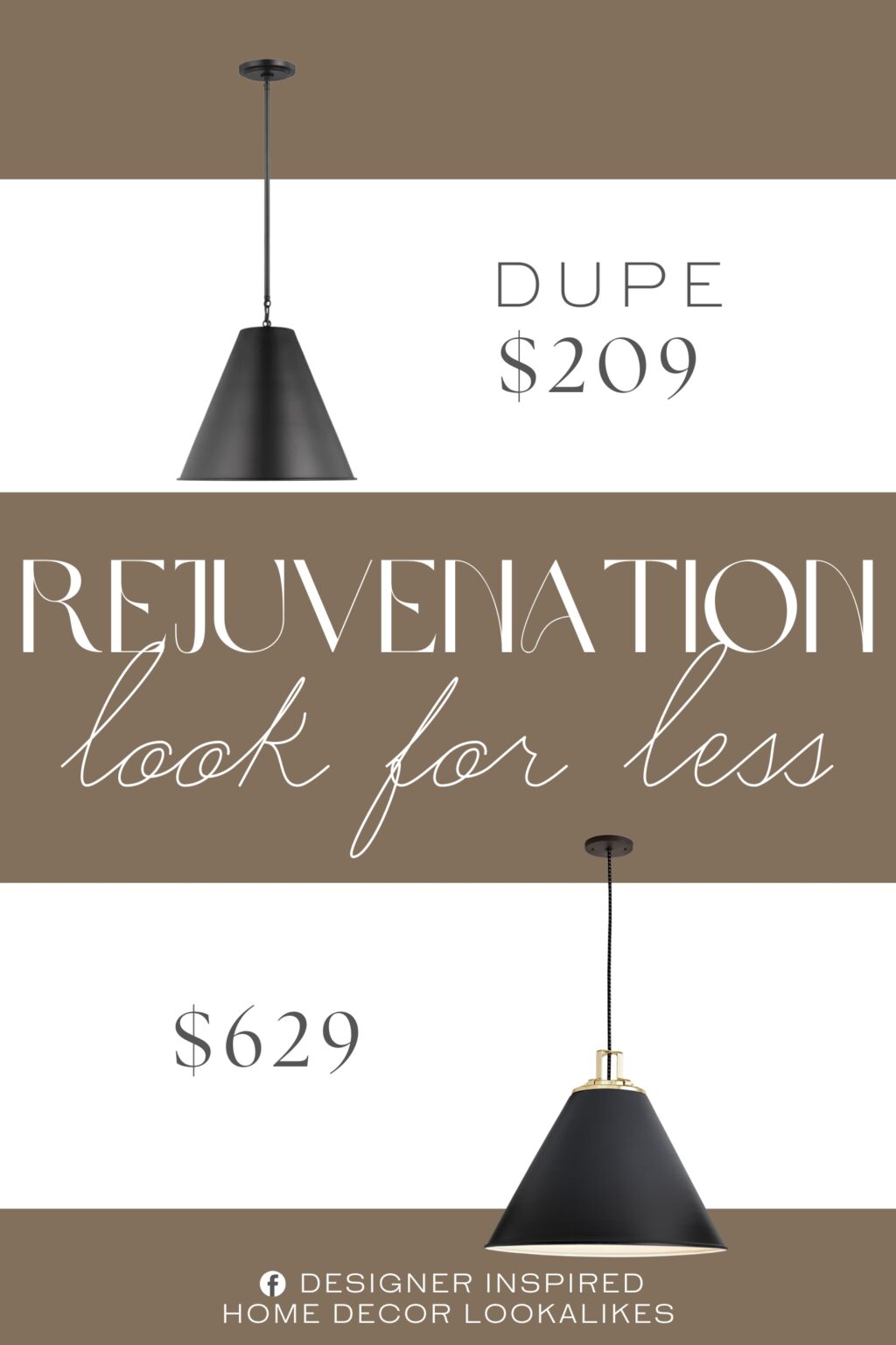 Rejuvenation Butte Cone Pendant Dupe. It's made from metal and has a tapered shade in the sleek finish of your choice.