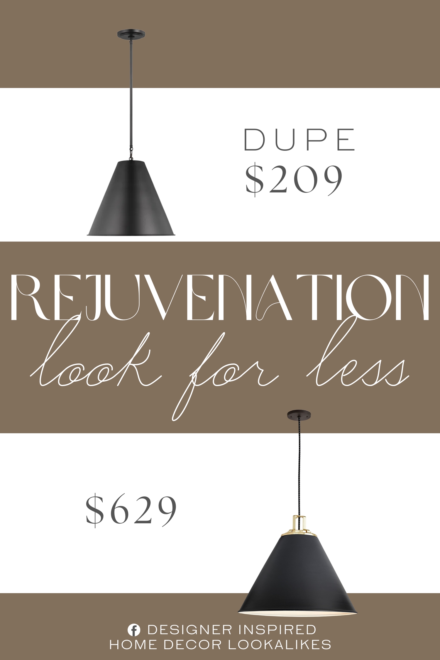Rejuvenation Butte Cone Pendant Dupe. It's made from metal and has a tapered shade in the sleek finish of your choice.
