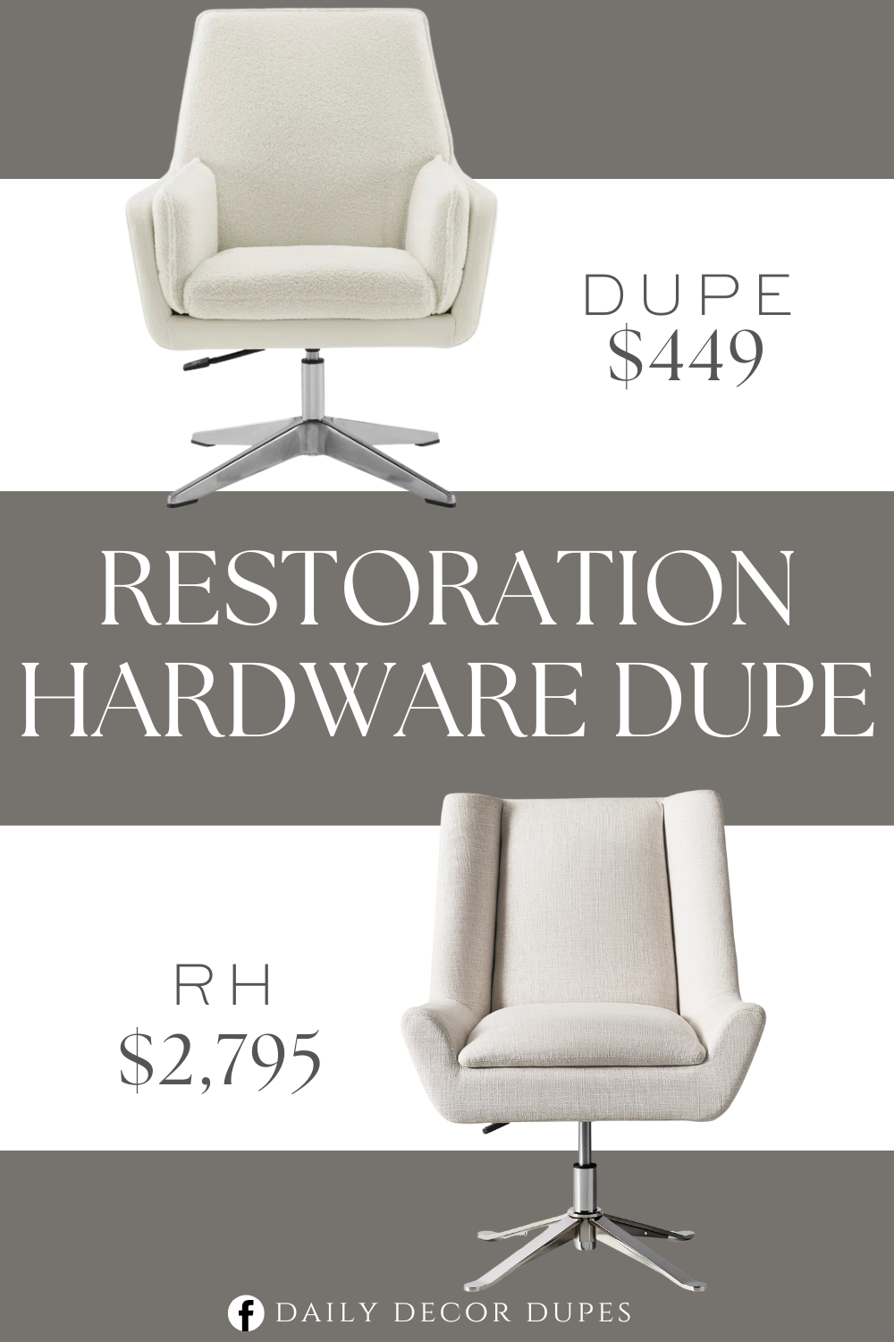 Restoration Hardware Luke Desk Chair Dupe. Soft Sherpa Fabric Cozy And Inviting. Faux Leather Shell Supports Cushioned Seat. Chrome Base Swivels With Ease. Gas Lift Allows For Seamless Height Adjustments. Contemporary Design Pairs Well With Wide Range Of Decor.