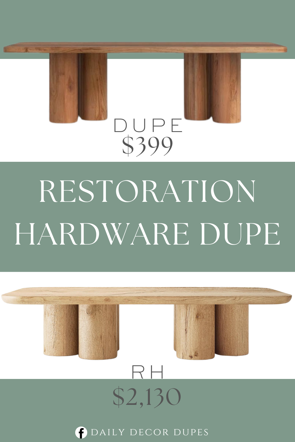 Restoration Hardware Oslo Cylinder Coffee Table Dupe. Made from solid wood. Rectangular shape. Rustic modern style. Made from kiln-dried solid acacia wood, it features a bold finish that works with a variety of color schemes. Overall dimension 16'' H X 57'' L X 25'' W.