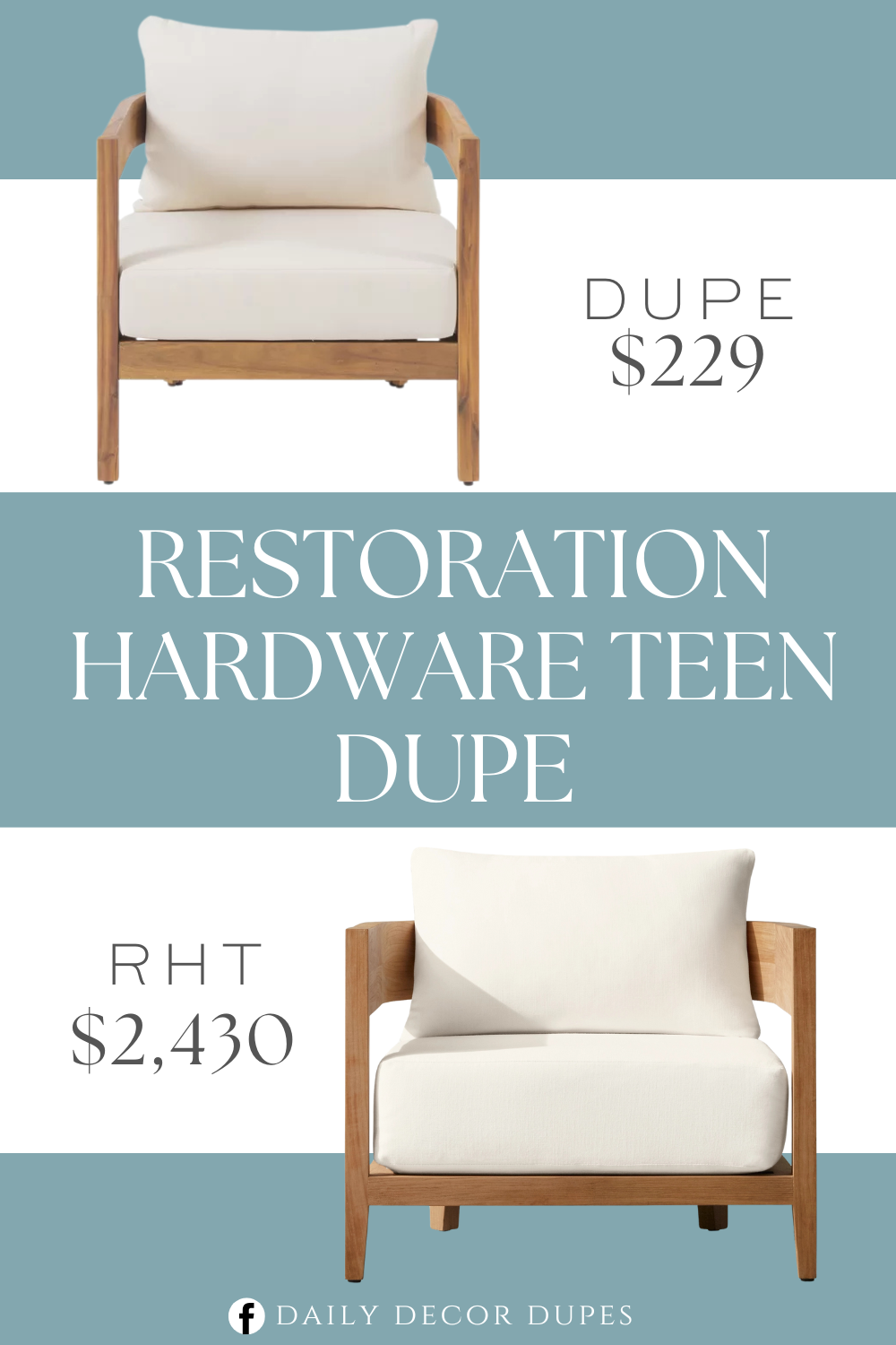 Restoration Hardware Teen Balmain Teak Lounge Chair Dupe. Crafted from solid acacia wood, this chair features a pared-down silhouette with a simple barrel-style frame balanced on tapered feet.