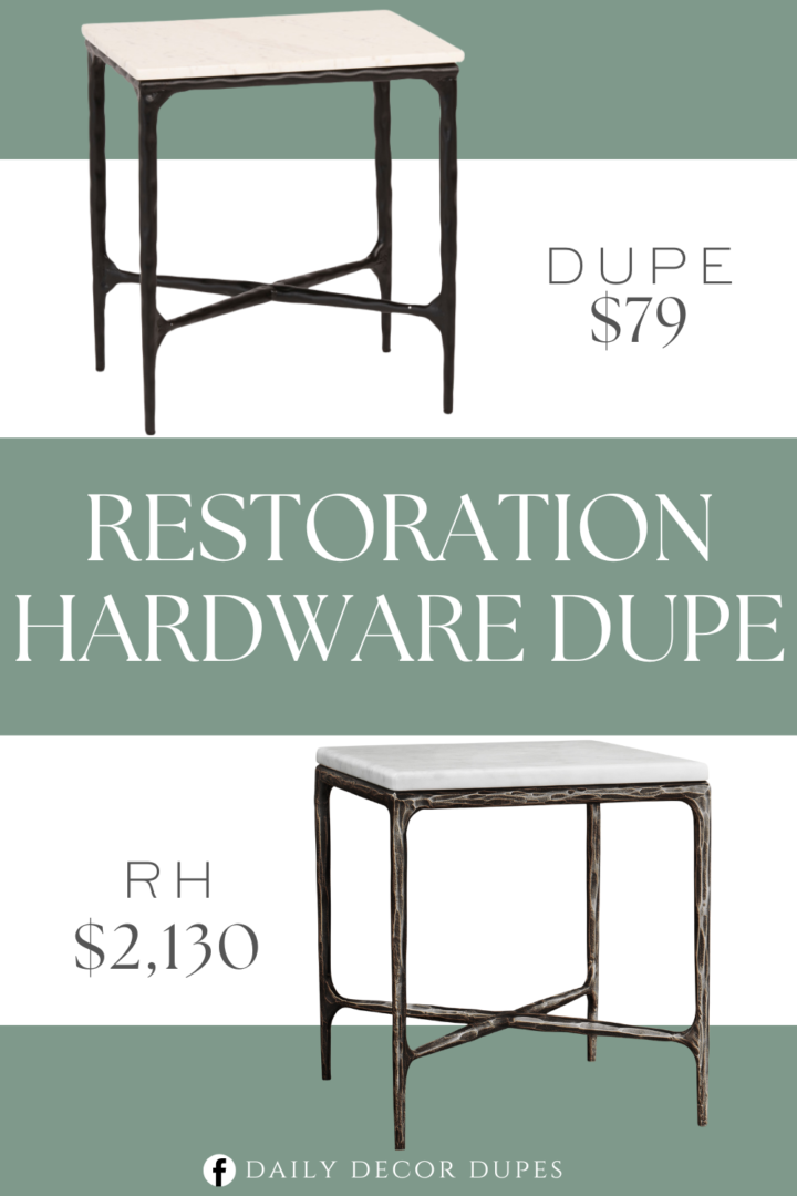 Restoration Hardware Thaddeus Marble Square Side Table Dupe