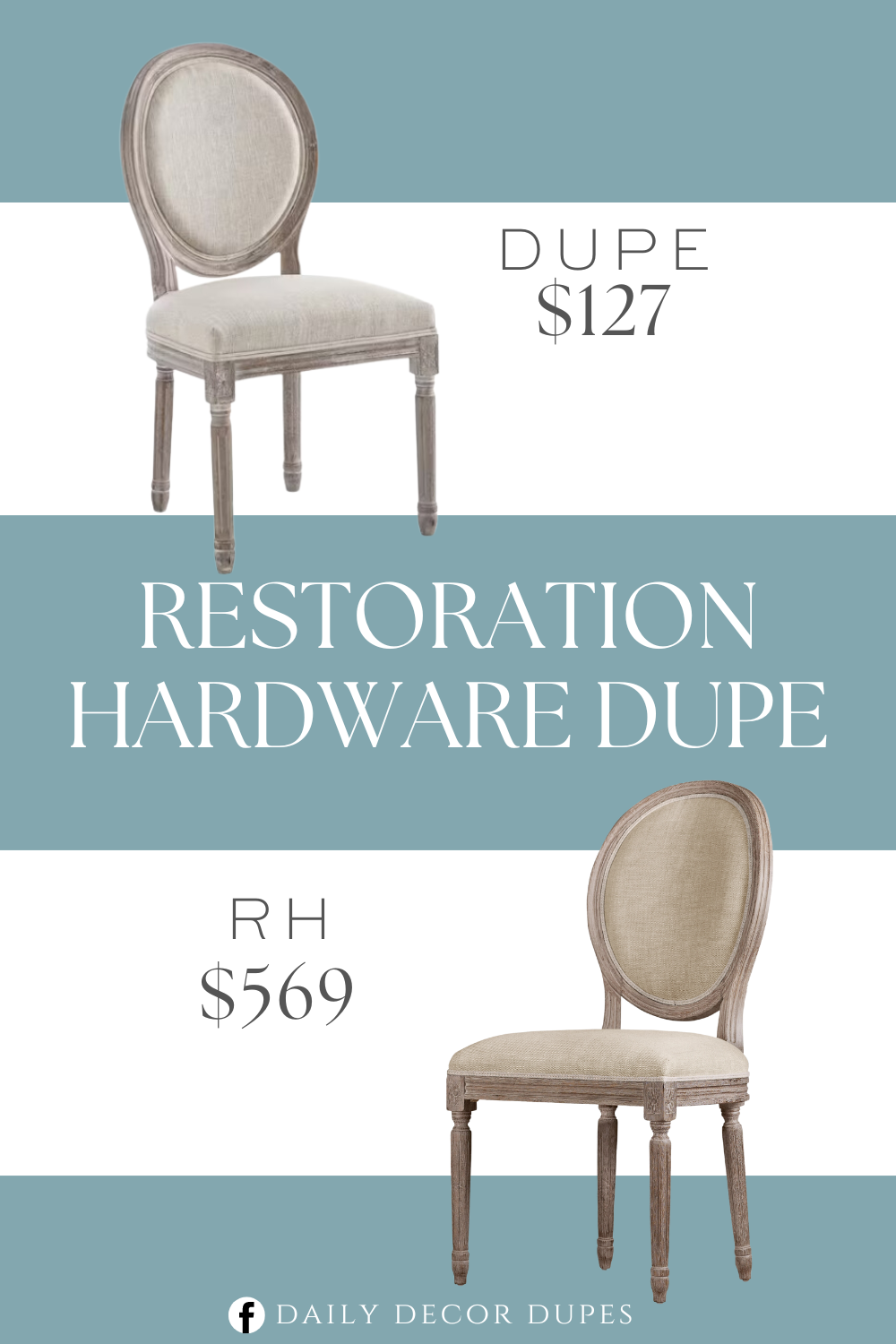 Restoration Hardware Vintage French Round Fabric Dining Side Chair Dupe. Built sturdy for every day. Padded foam seat and armrests. Upholstered in polyester fabric. Fluted solid wood frame. Oval back dining or accent chair.