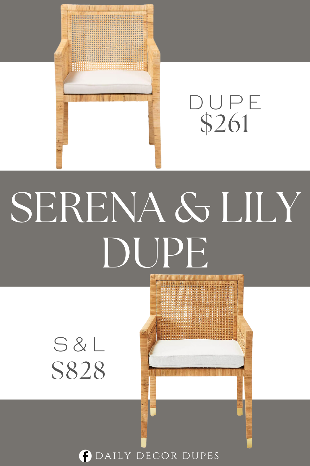 Serena & Lily Balboa Rattan Armchair Dupe. Handmade from mahogany wood and rattan. Natural finish. Woven rattan detailing. Removable cushion is padded with foam and upholstered in cotton-polyester blend fabric.