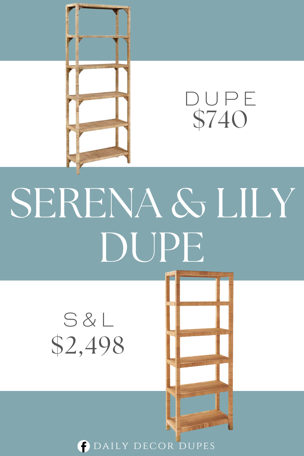 Serena & Lily Balboa Rattan Bookshelf Dupe. Woven rattan bookcase. Handcrafted of solid hardwood and engineered wood, and hand-wrapped with rattan. Six shelves.